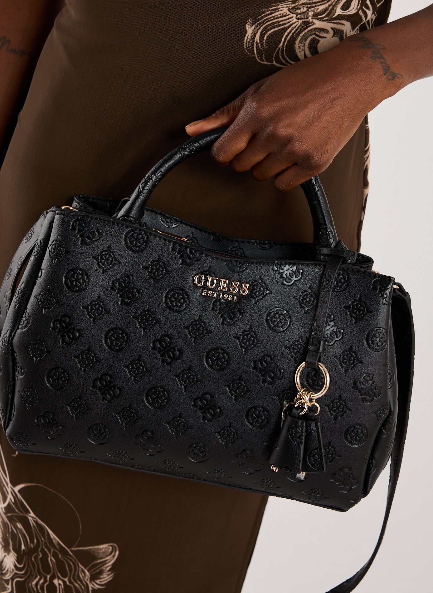 Sac à main à logo GUESS Noir