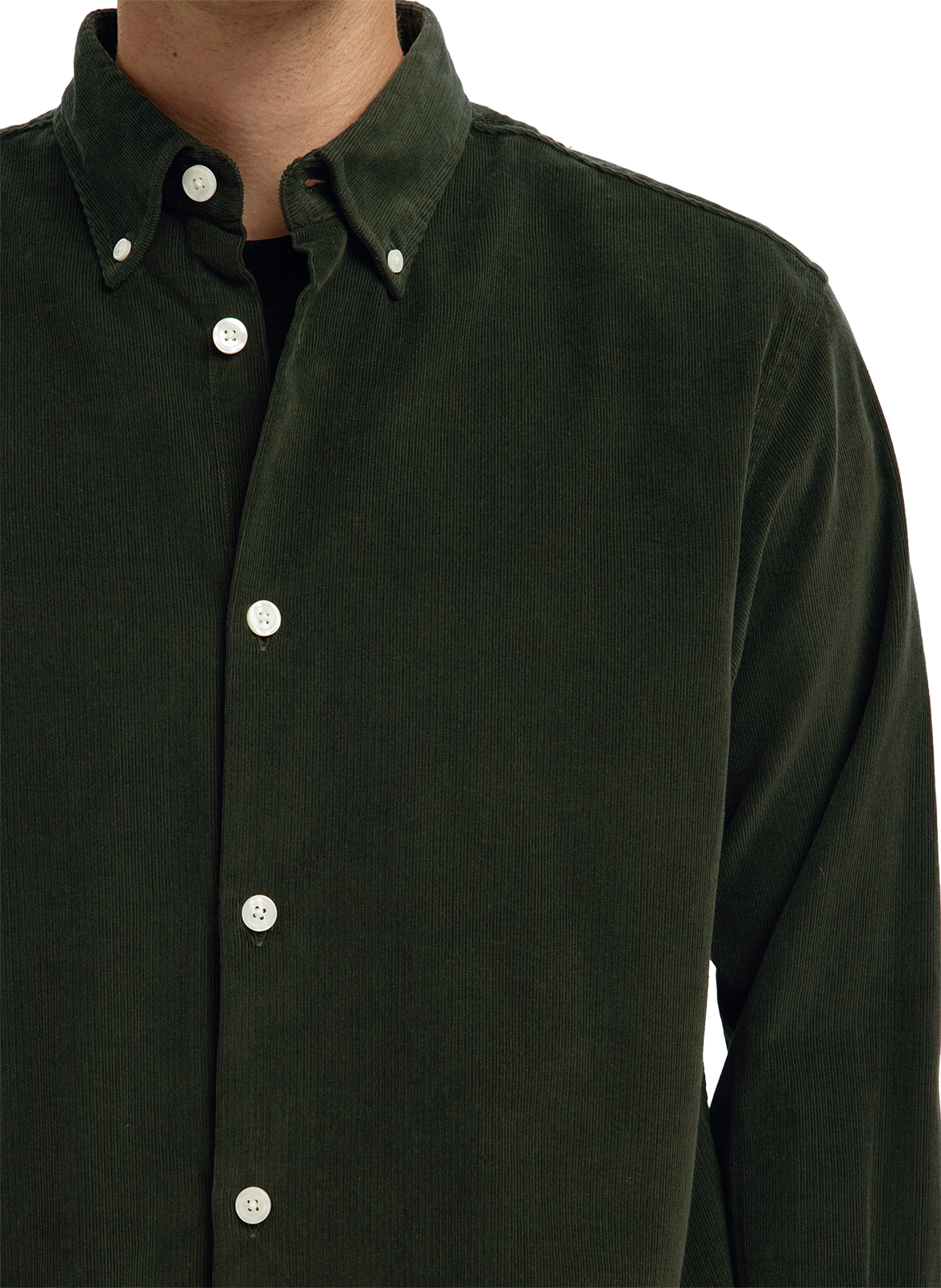 Chemise col américain en coton SELECTED Vert