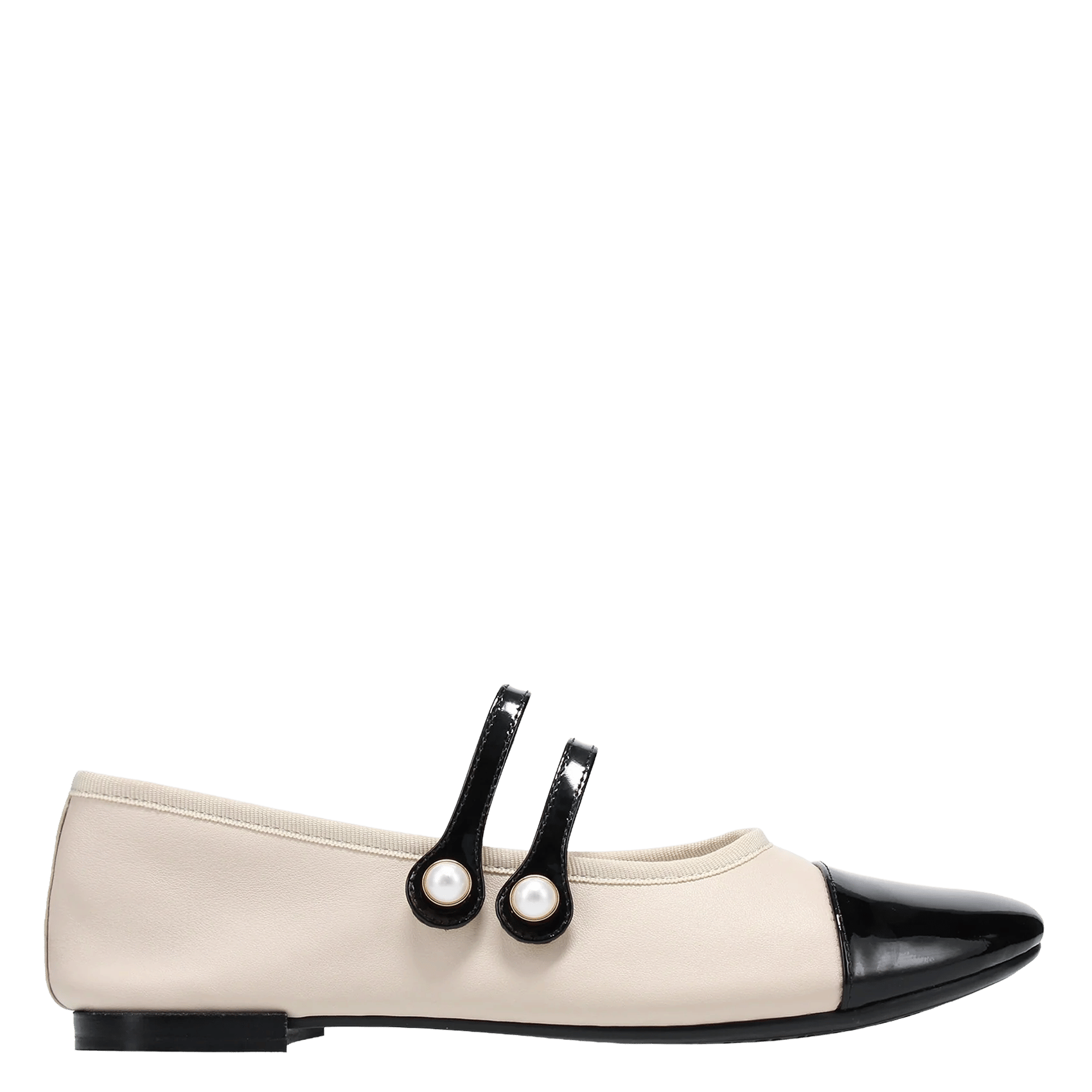 Ballerines en cuir  Beige swan et noir