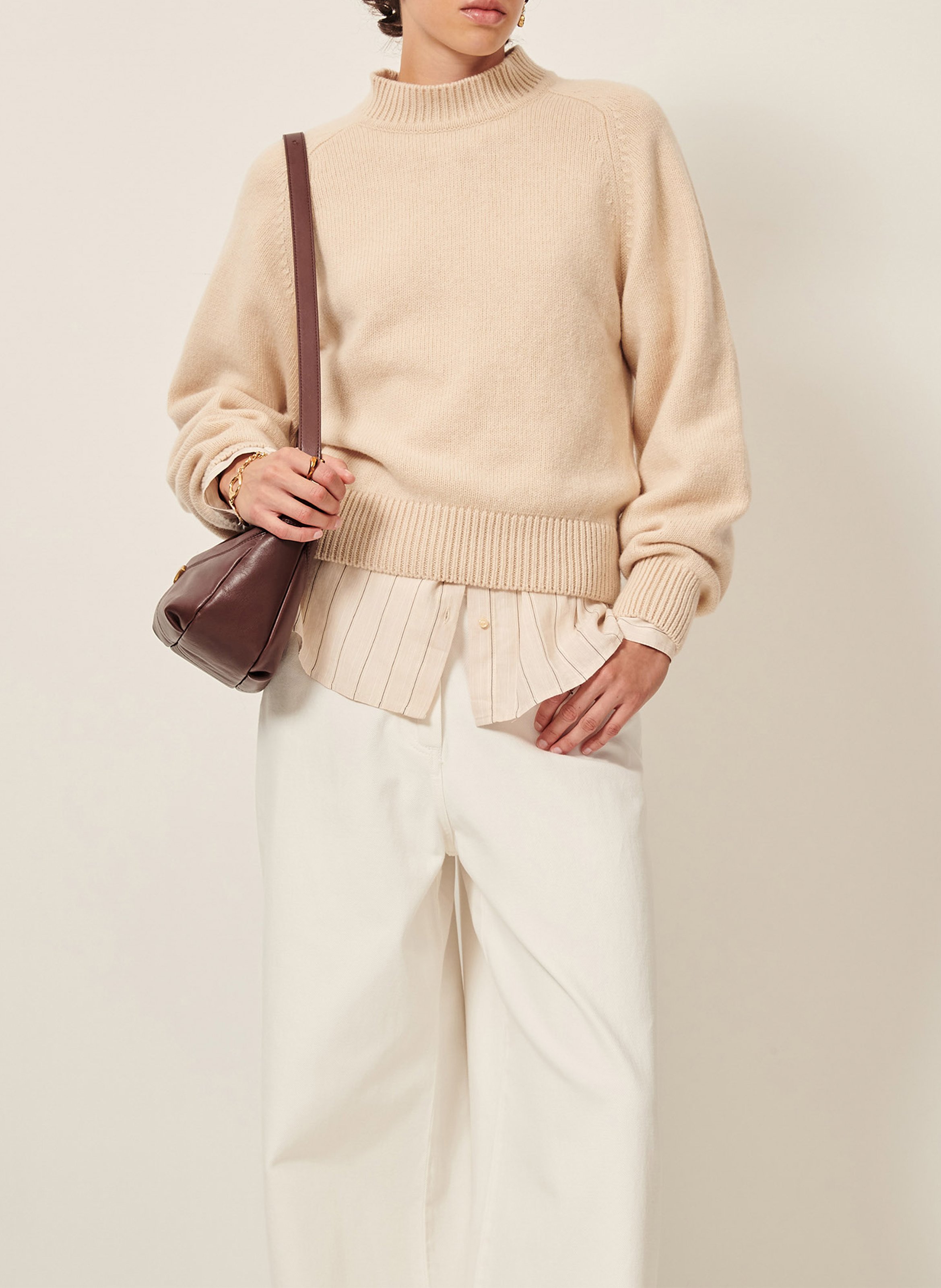 Pull droit en laine mélangée dalan SESSUN Beige