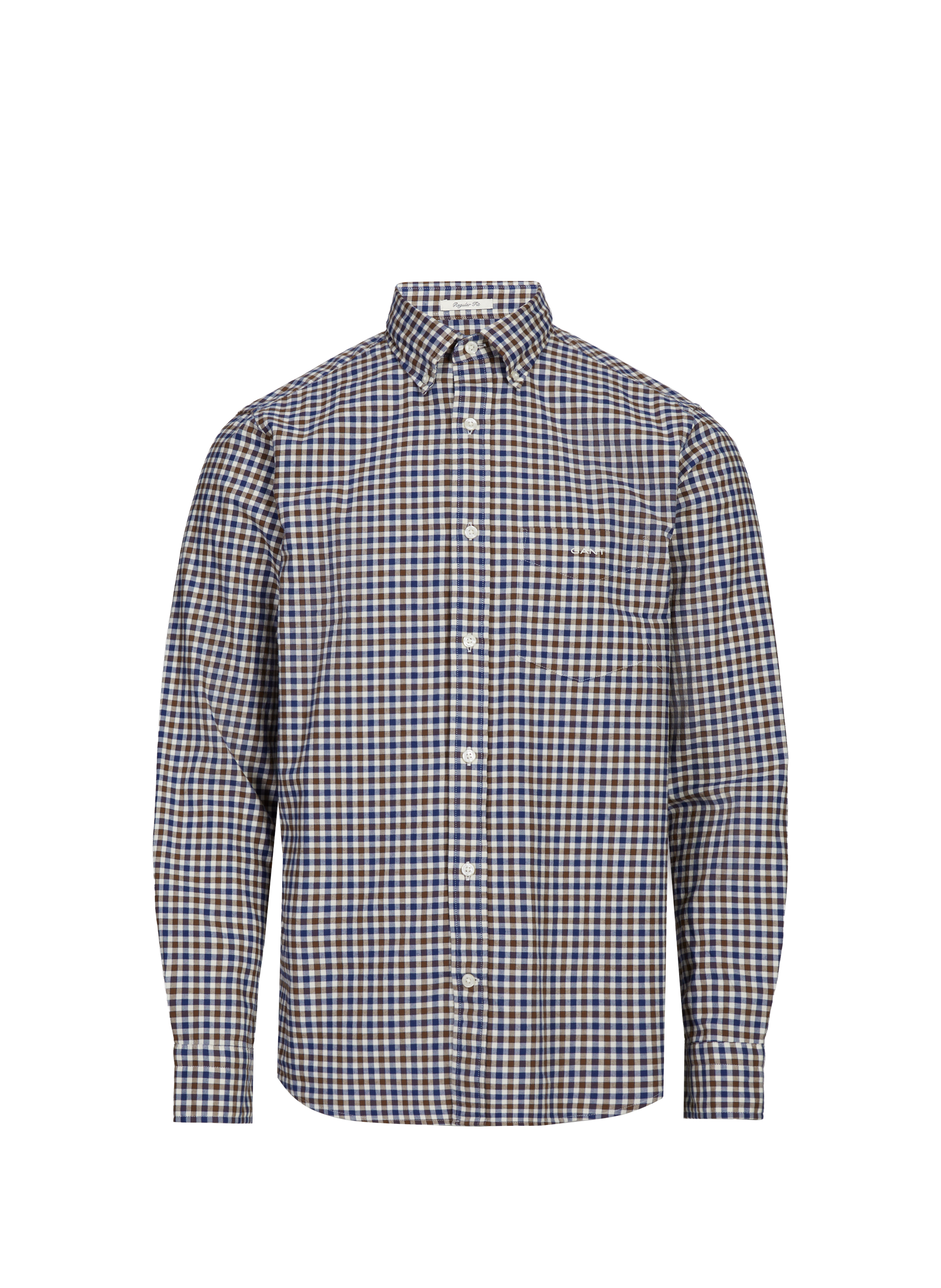 GANT Straight cotton check shirt Brown