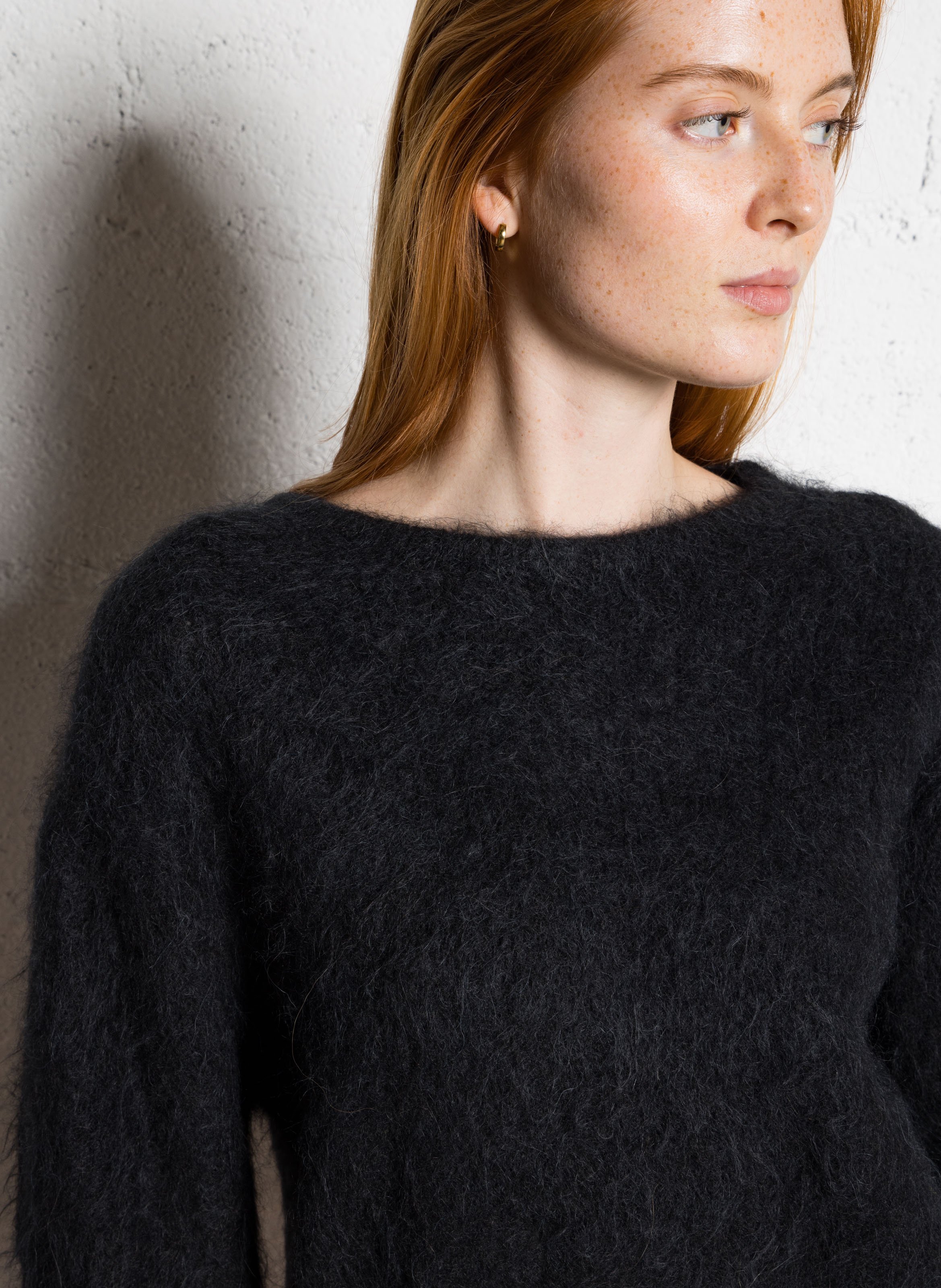 Pull oversize col rond en laine mélangée niby AMERICAN VINTAGE Noir