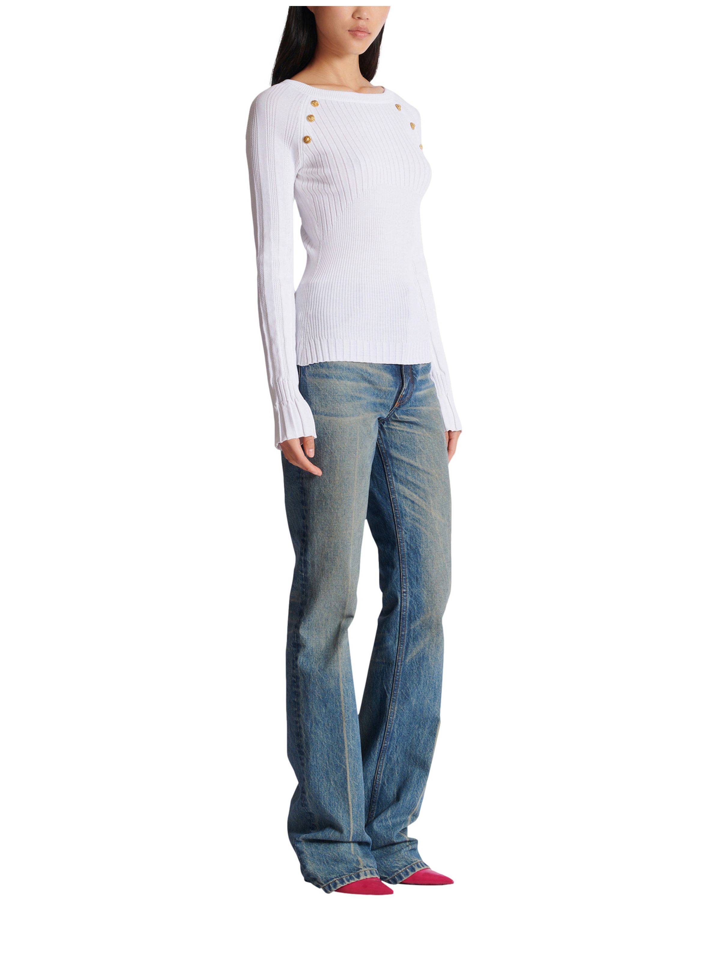 Top en maille avec boutons Blanc