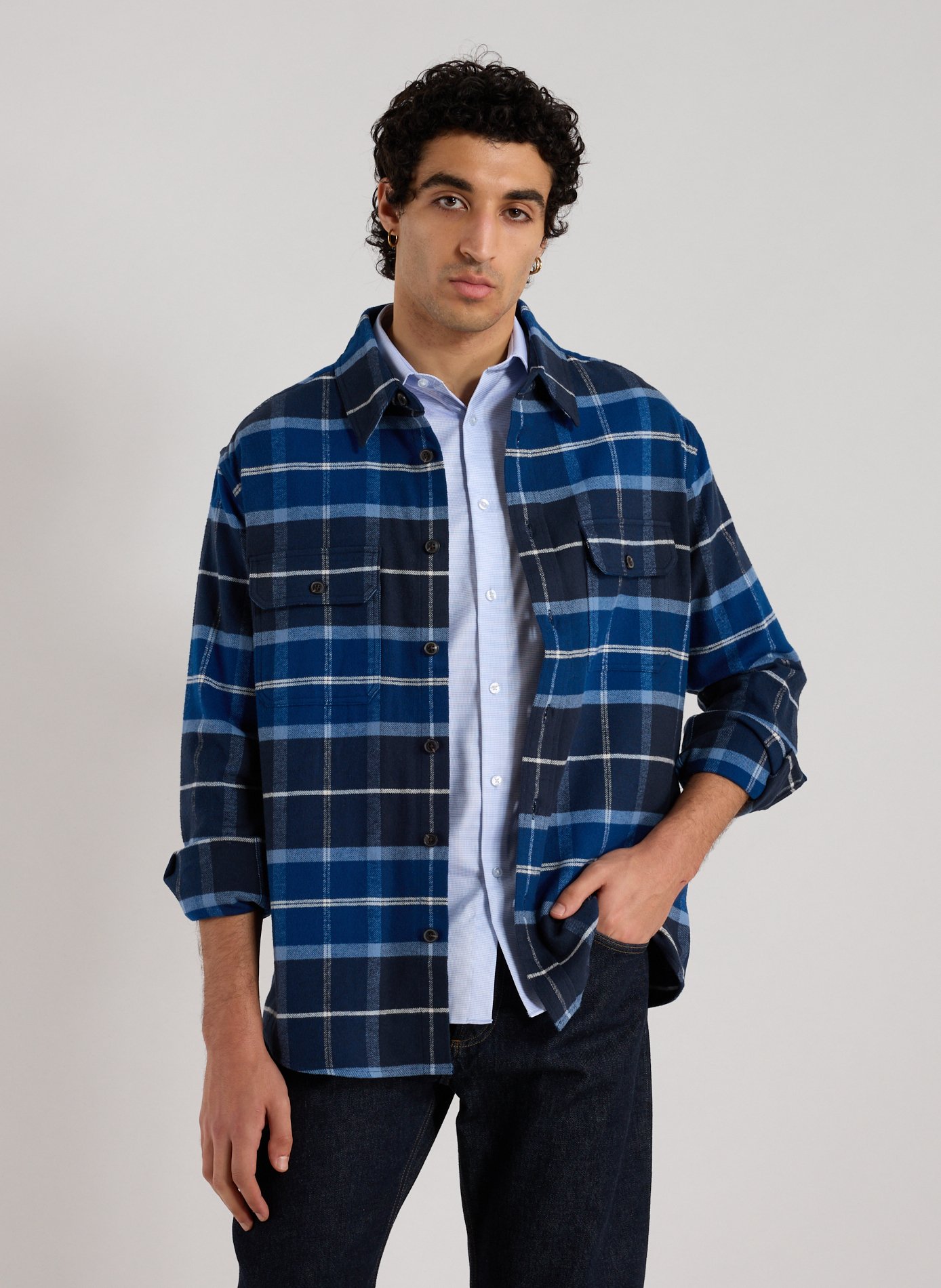 AIGLE Check cotton Shirt Blue