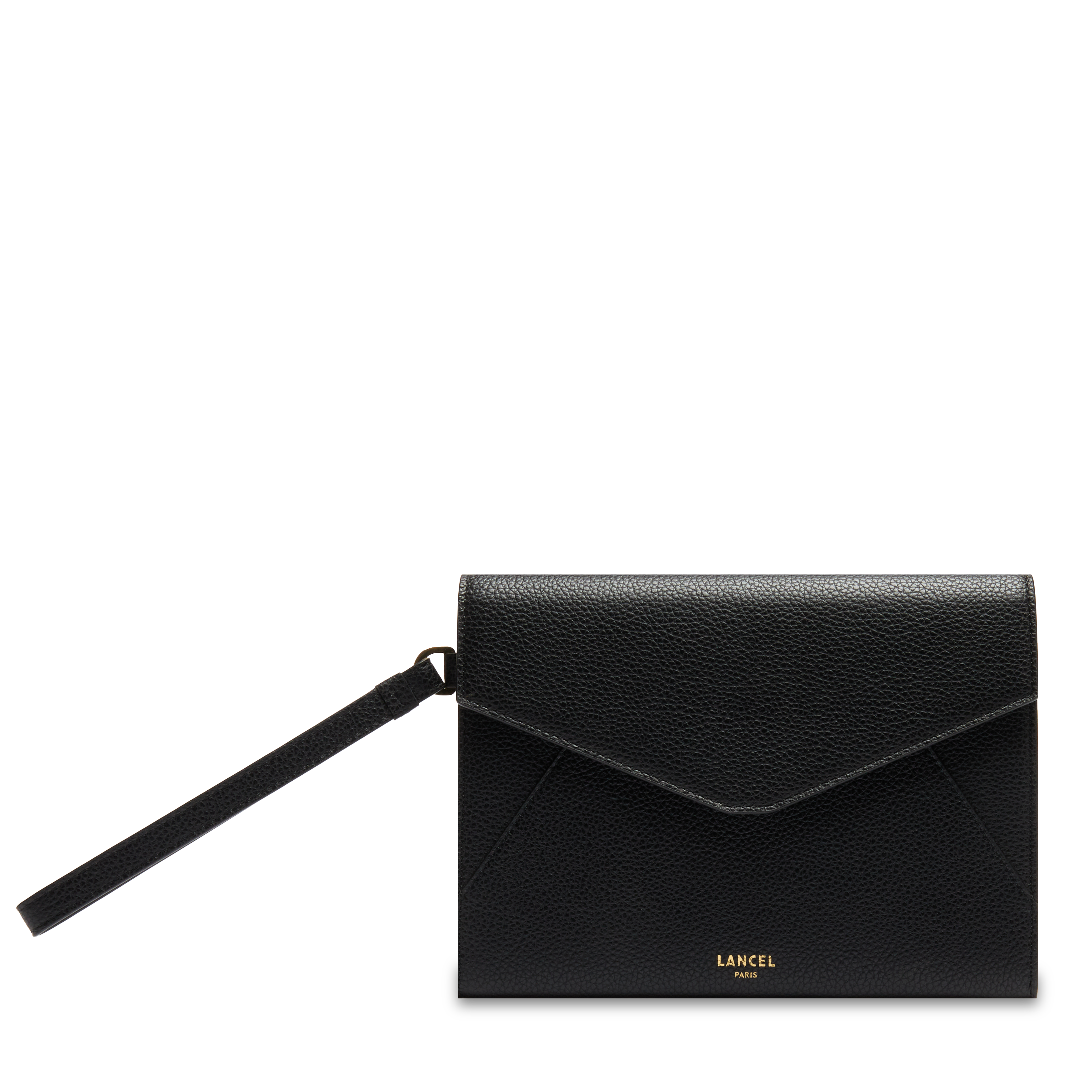 Pochette rabat m enveloppe de lancel en cuir  Noir