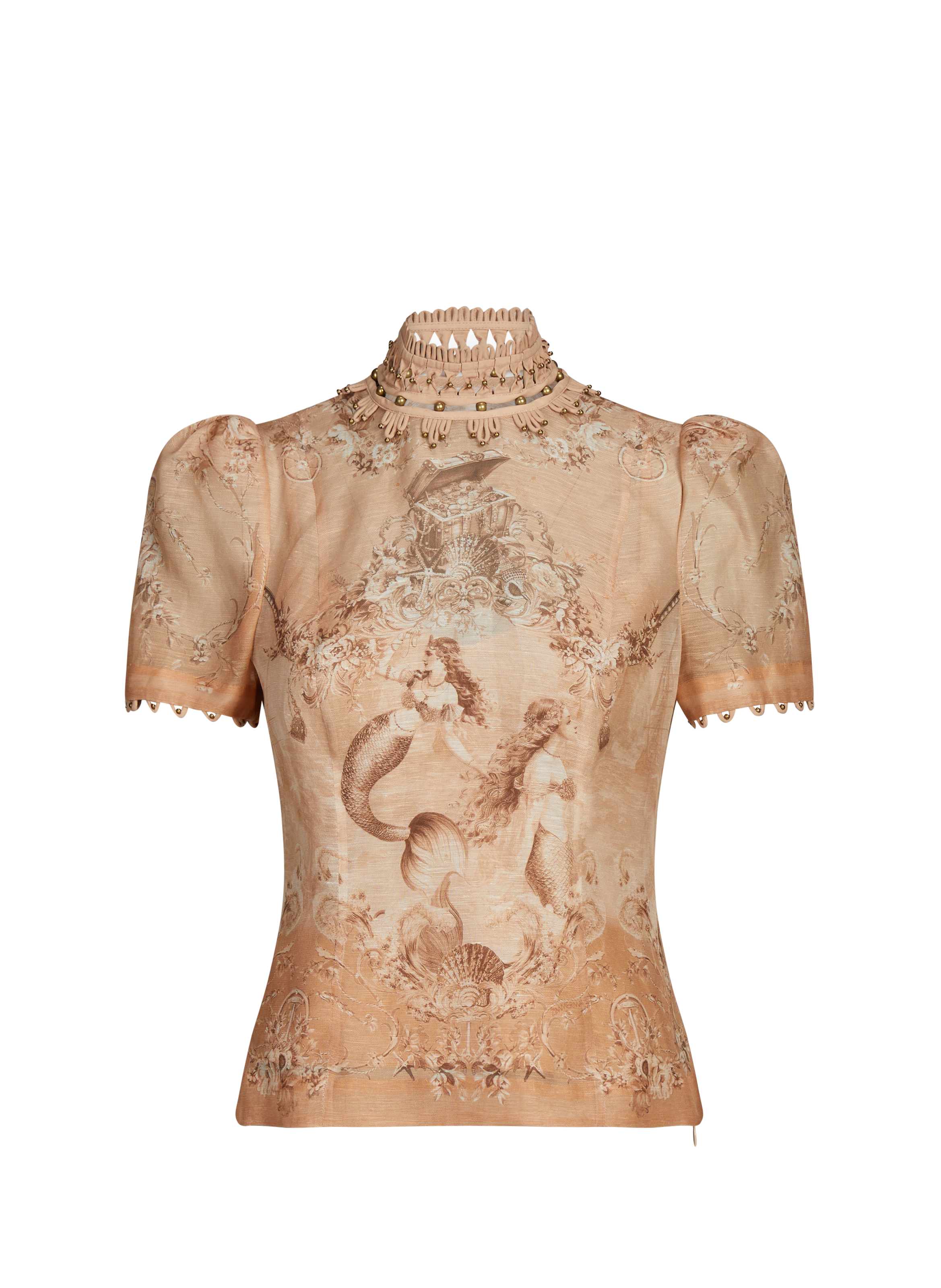 ZIMMERMANN Top à motif en lin et soie Multicolore