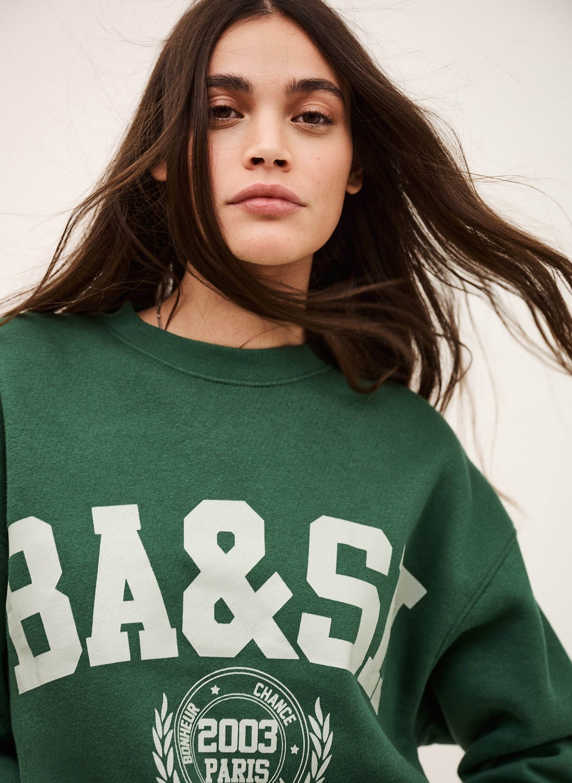 Sweat ample sérigraphié en coton mélangé fenja BA&SH Vert