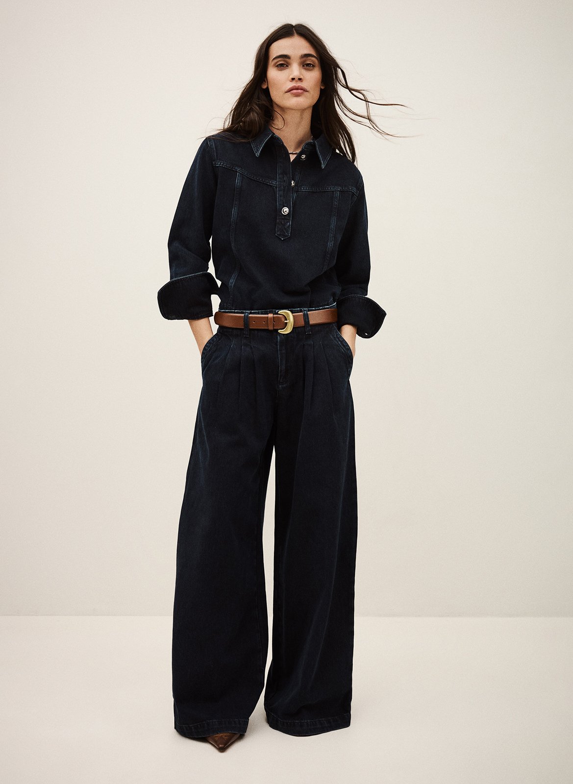 Top droit col classique en coton tavy BA&SH Bleu