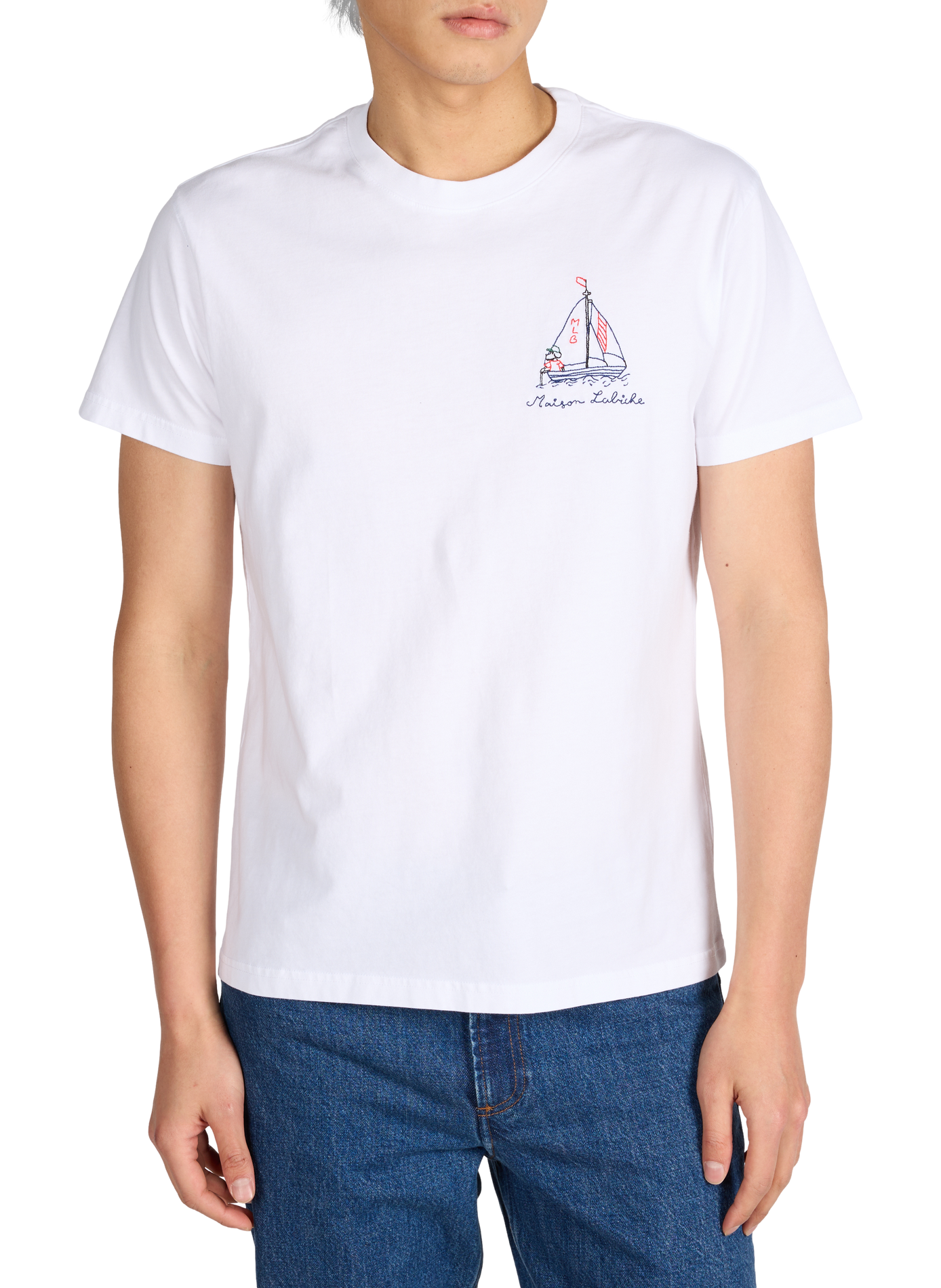 T-shirt Popincourt embroidered in organic cotton MAISON LABICHE White