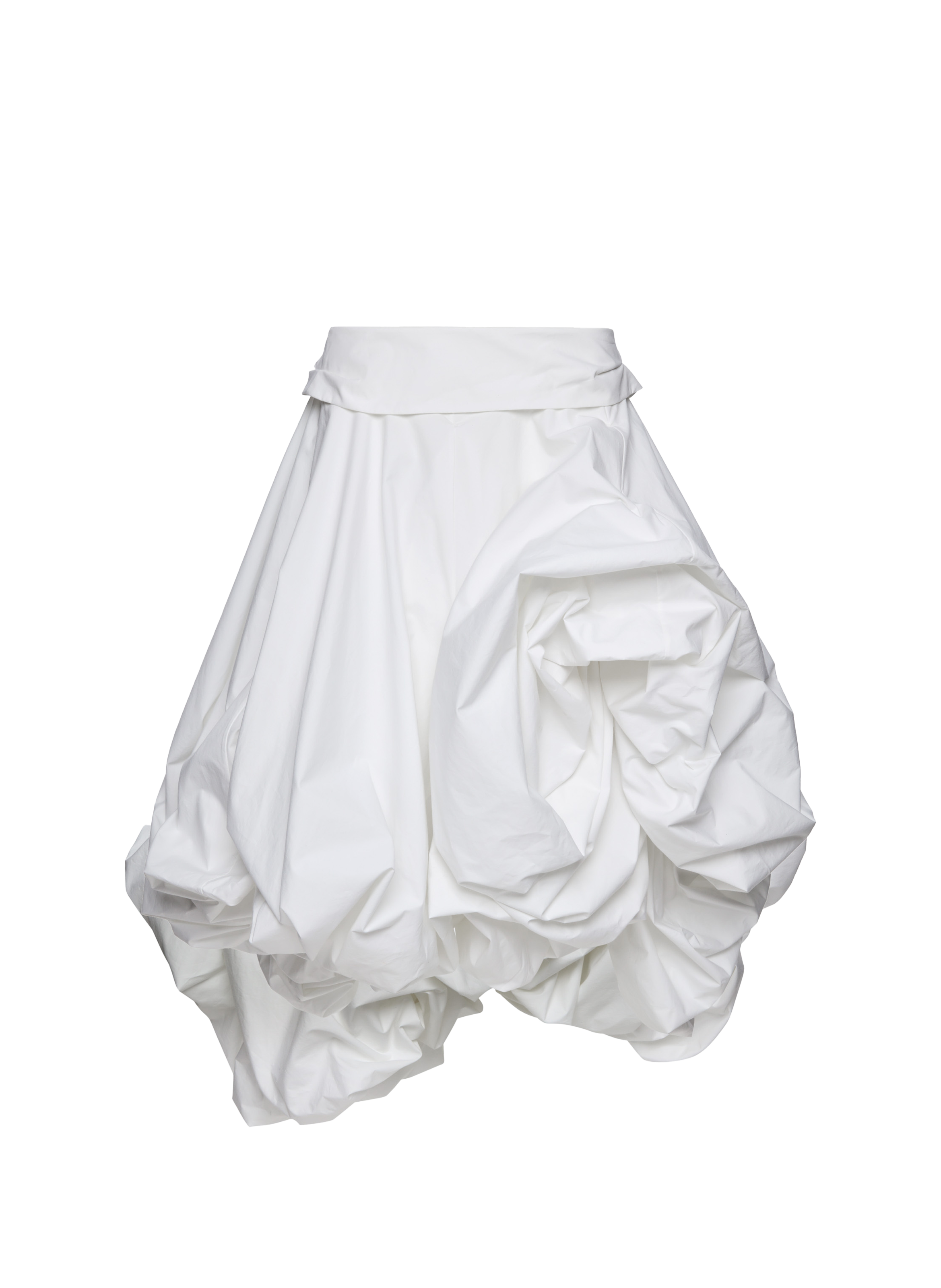 Draped skirt with sculptural volume in cotton MAGDA BUTRYM White