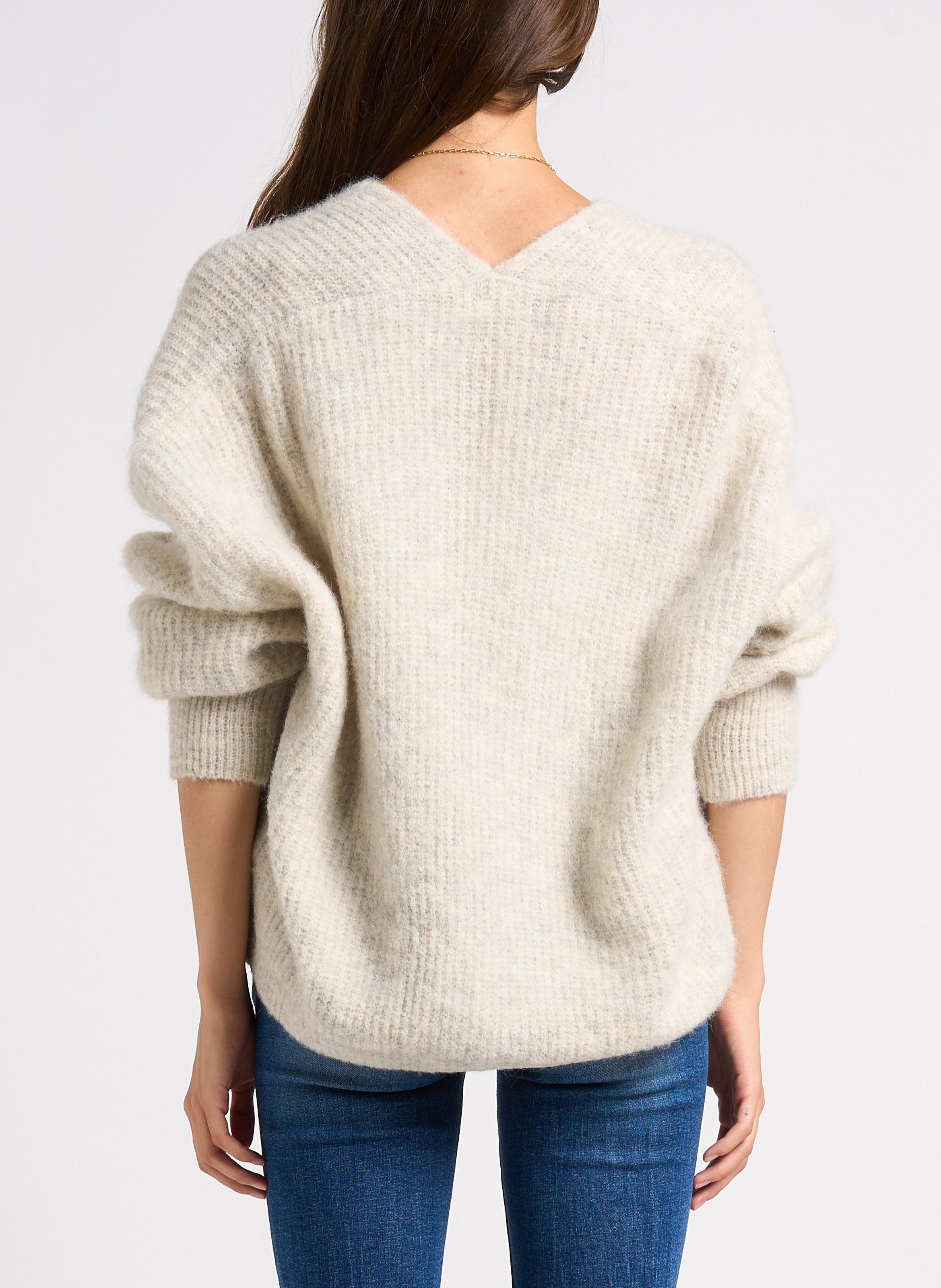 Gilet ouvert en laine et alpaga mélangé east AMERICAN VINTAGE Beige