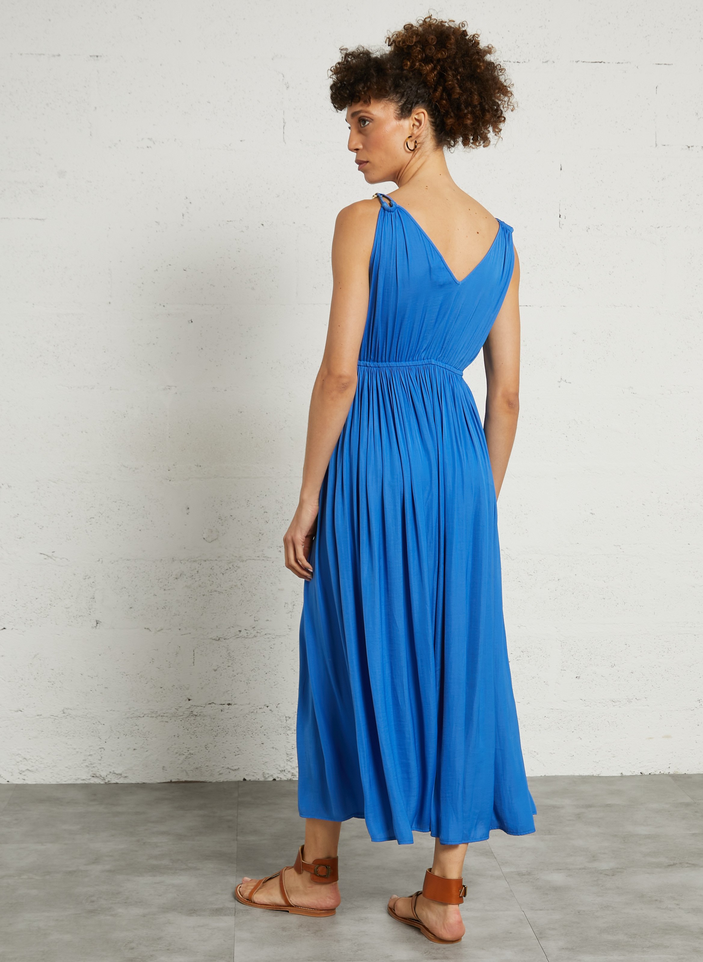 Robe longue plissée col v lisana MAISON 123 Violet