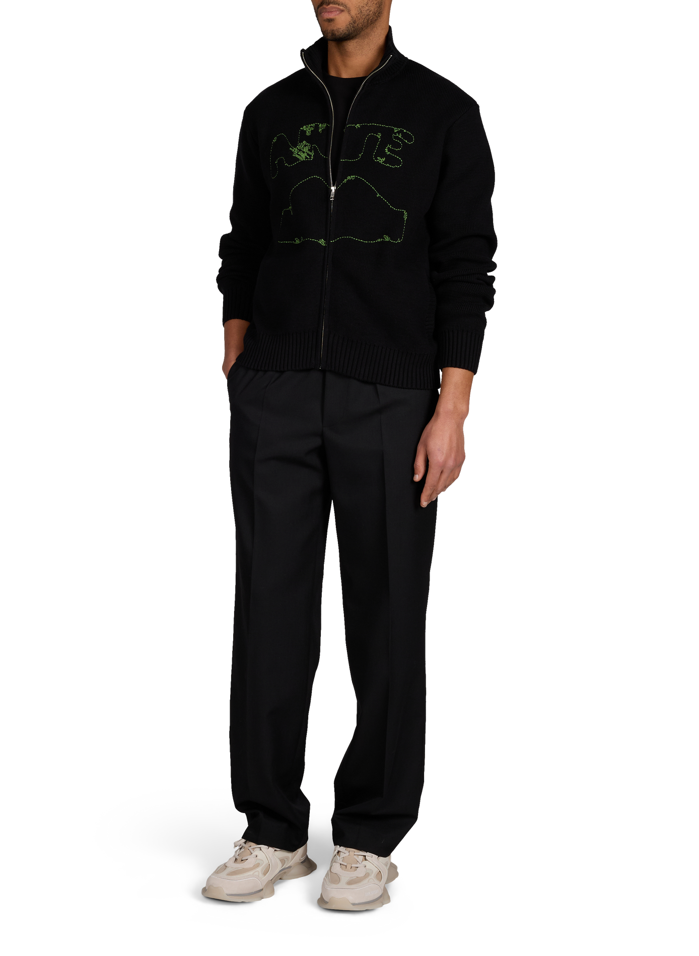 Zip-up high-neck cotton sweater ARTE ANTWERP Black