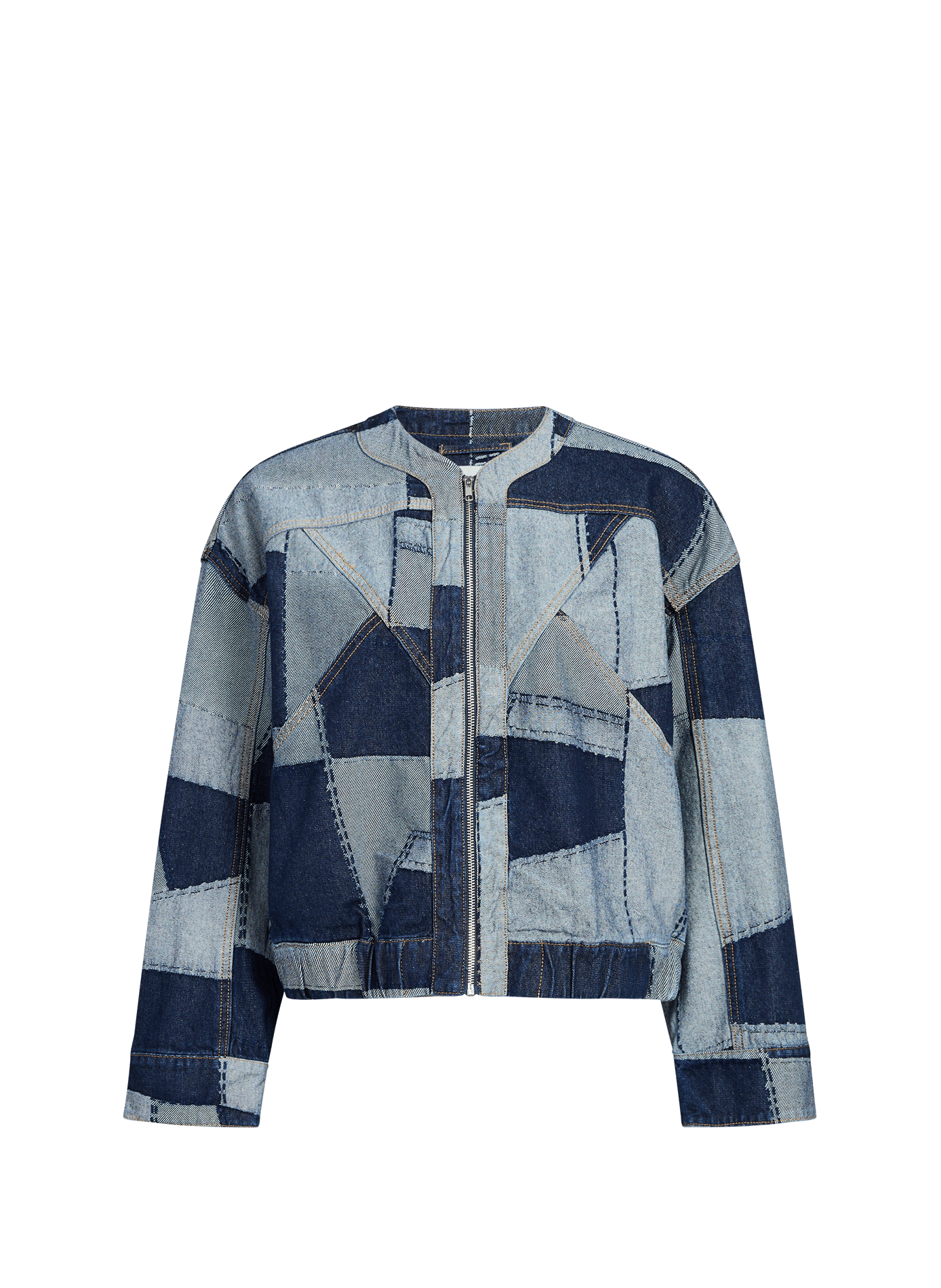 Veste denim patchwork Vishelba en coton VILA Bleu