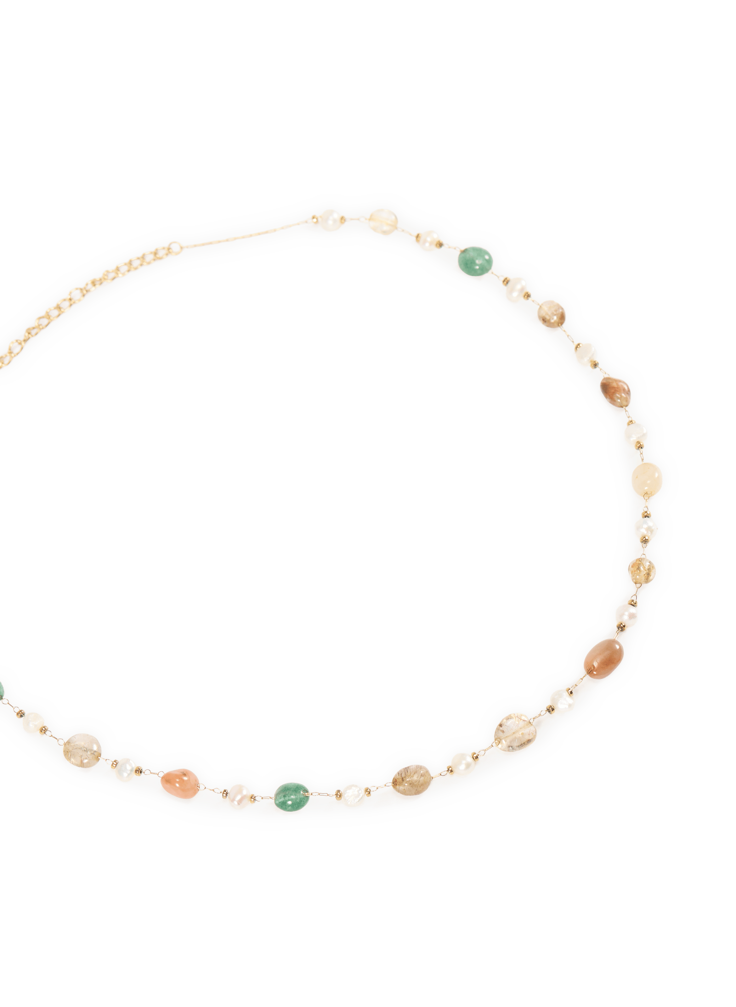 Collier avec pierres de gemmes et perles AU PRINTEMPS PARIS Orange