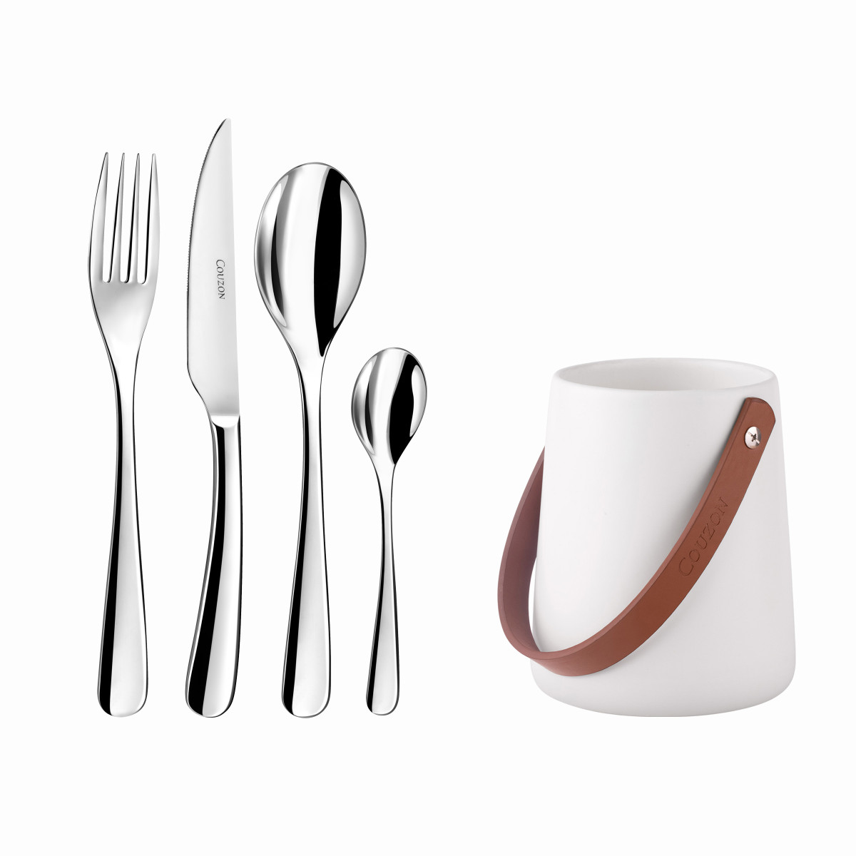Haikou - 24 couverts de table avec support de rangement nomade COUZON Argent