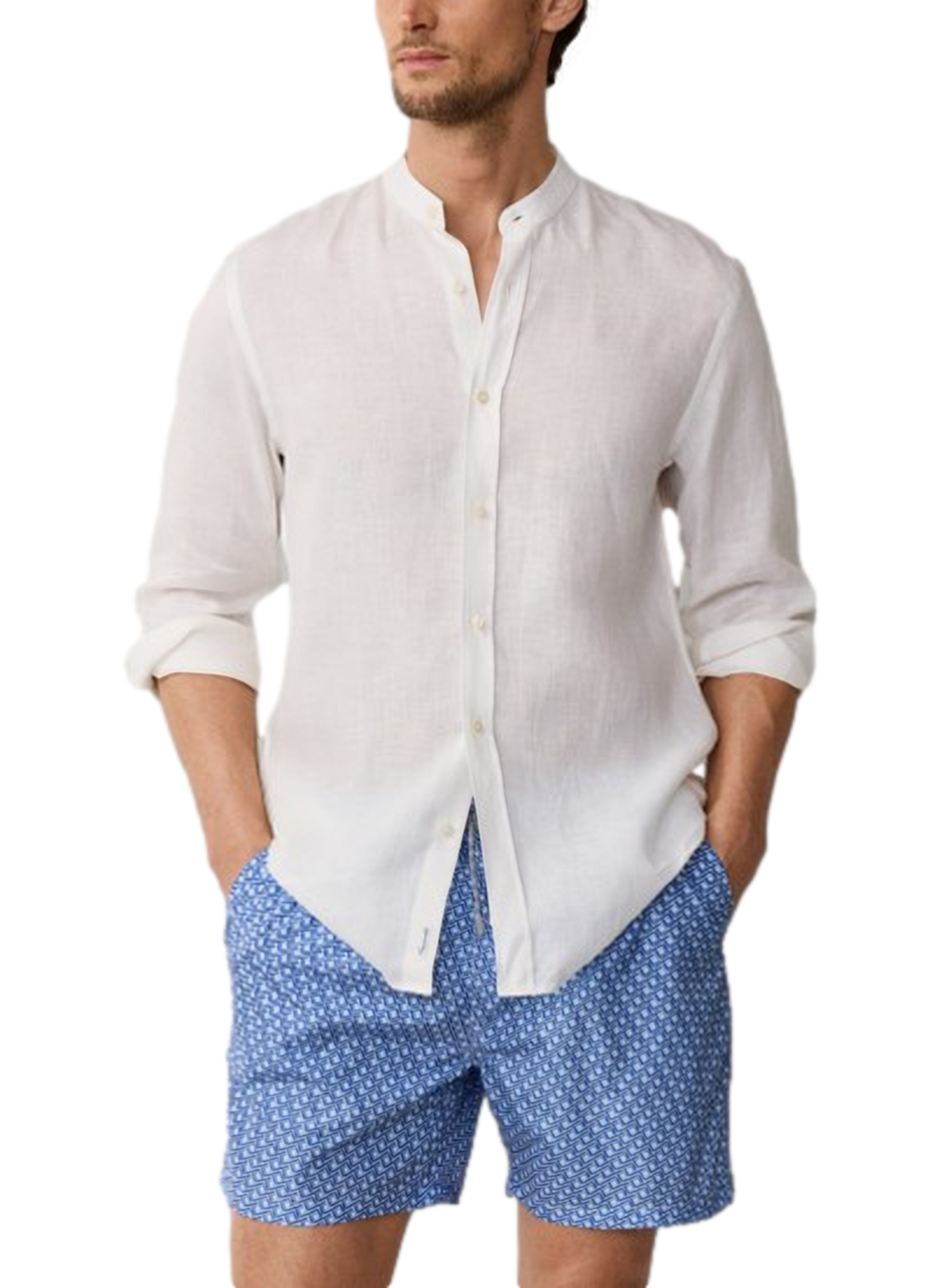 Geometric pattern swim shorts FACONNABLE Blue