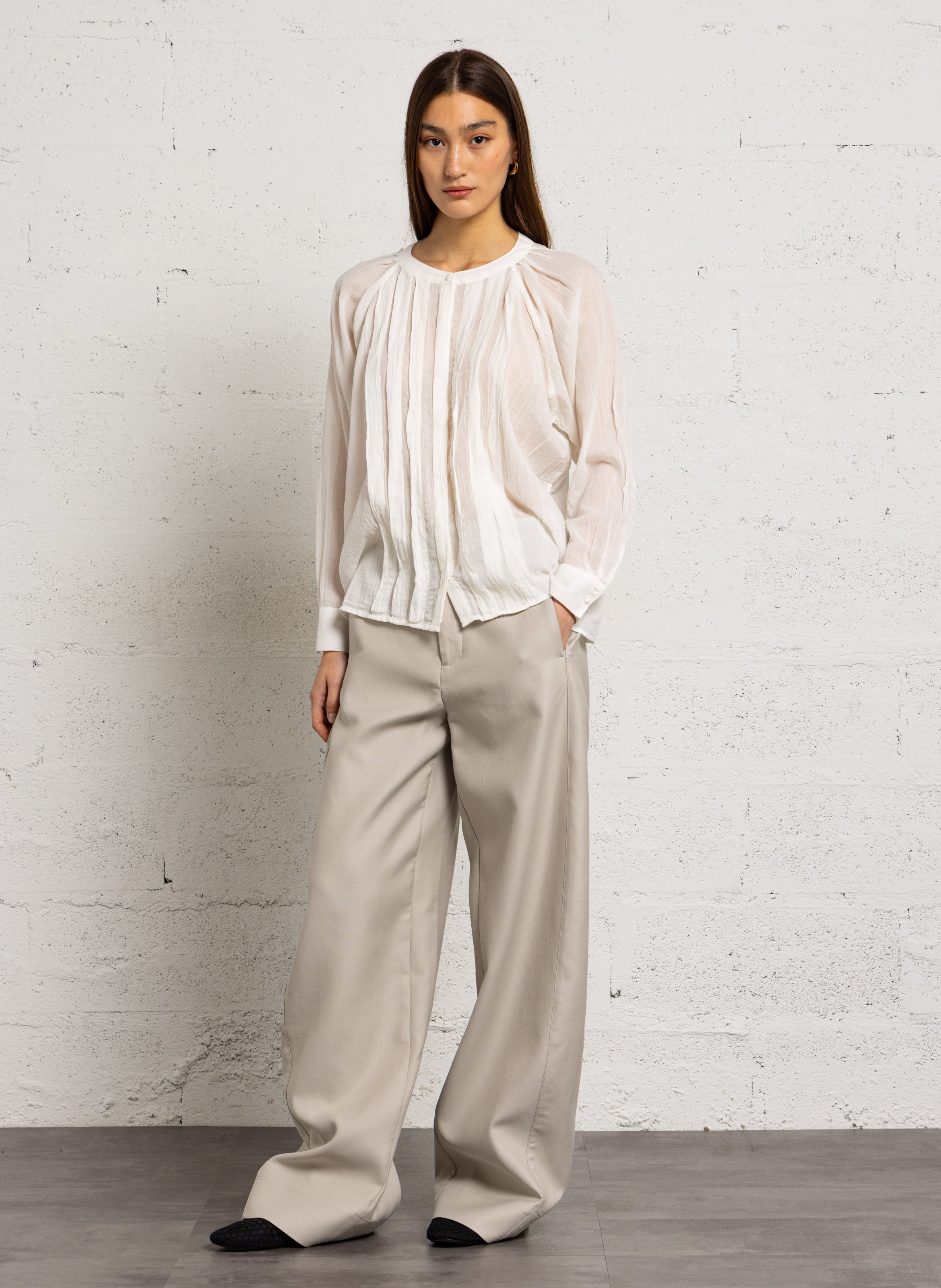 Pantalon taille haute large uni horatio SOEUR Gris