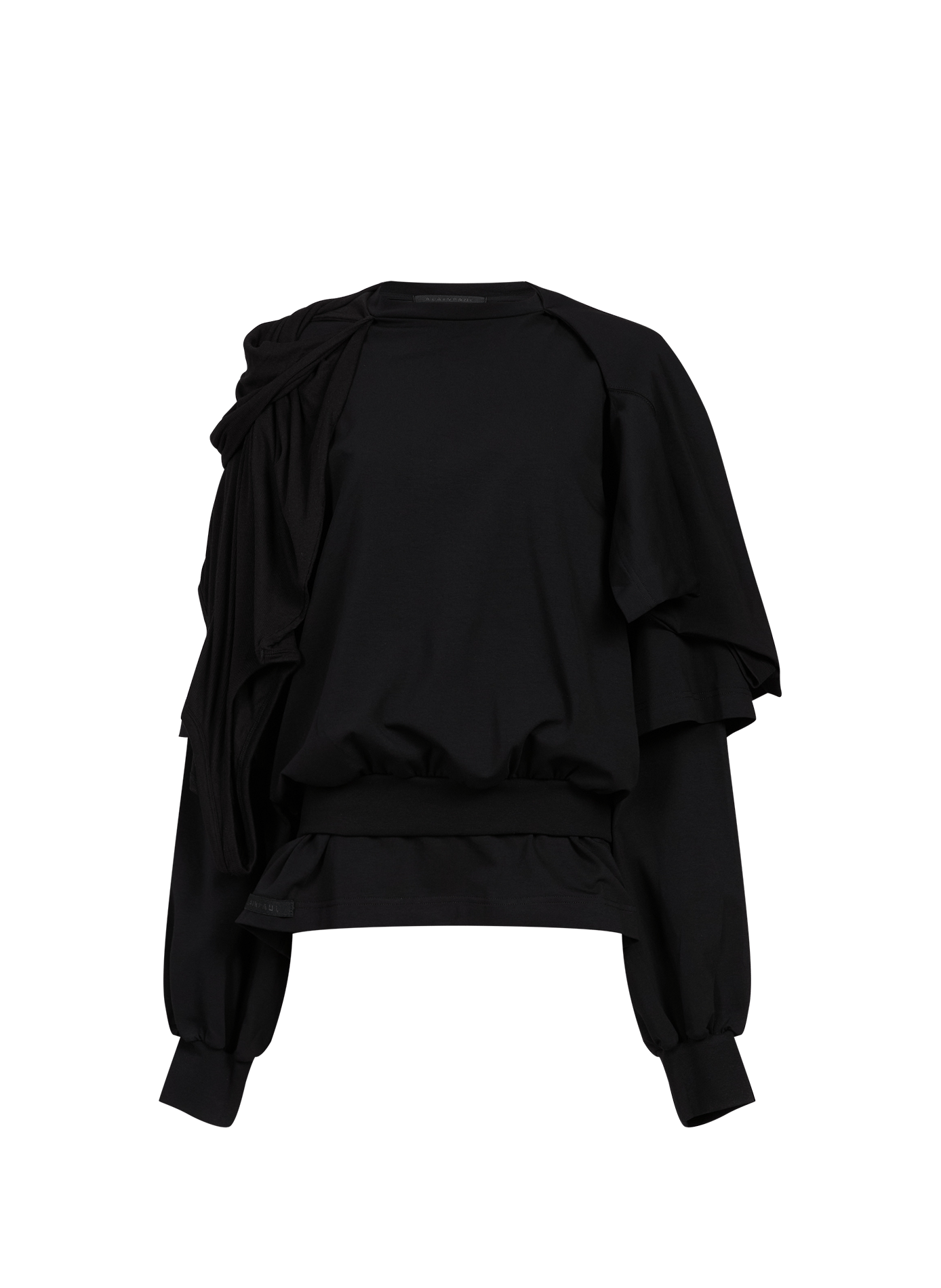 Hoodie à empiècements trompe l'oeil superposés en coton mélangé ALAINPAUL Noir