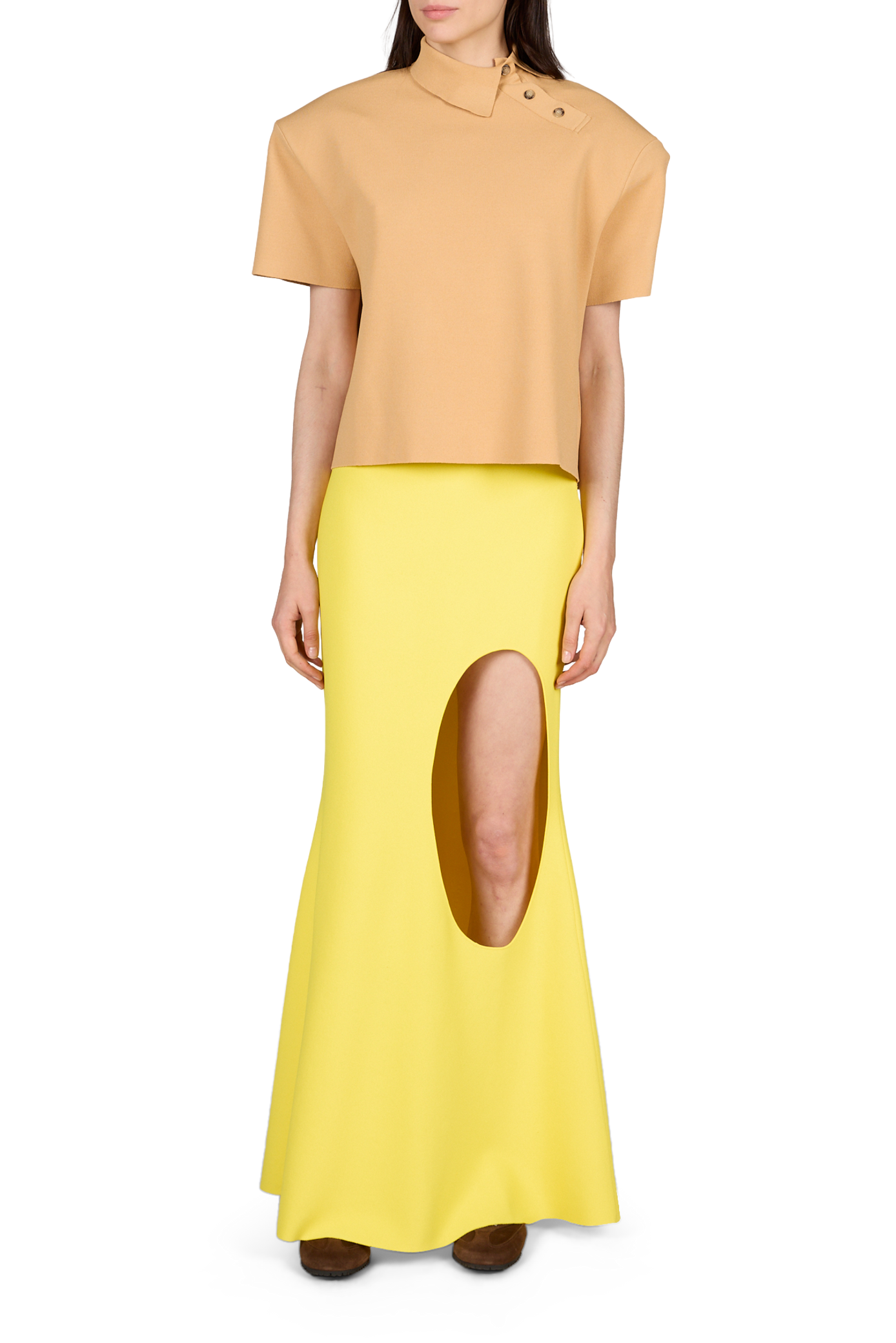 Falda larga ajustada de viscosa A.W.A.K.E. MODE Amarillo