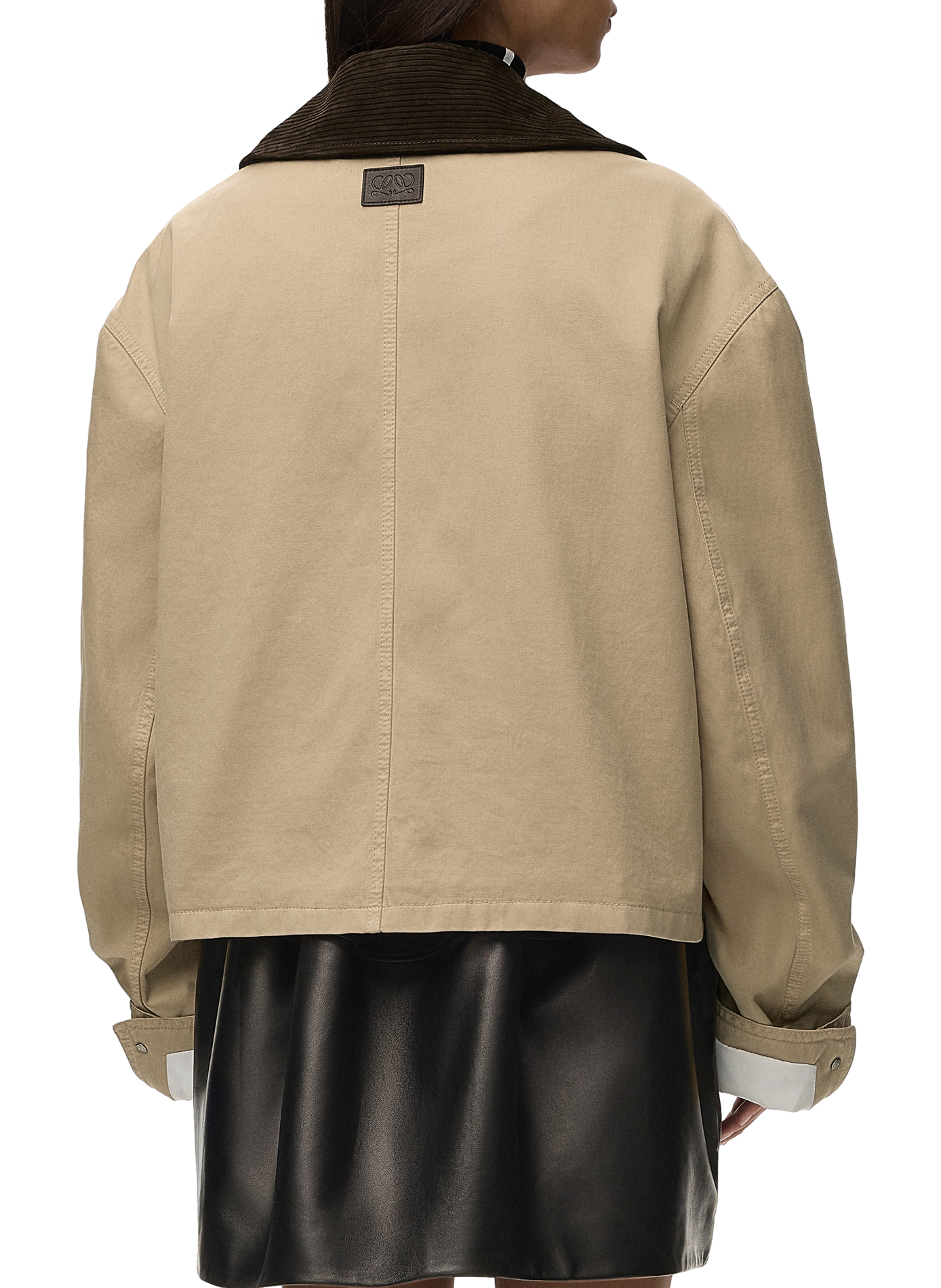 Veste col à col contrasté en coton LOEWE Beige