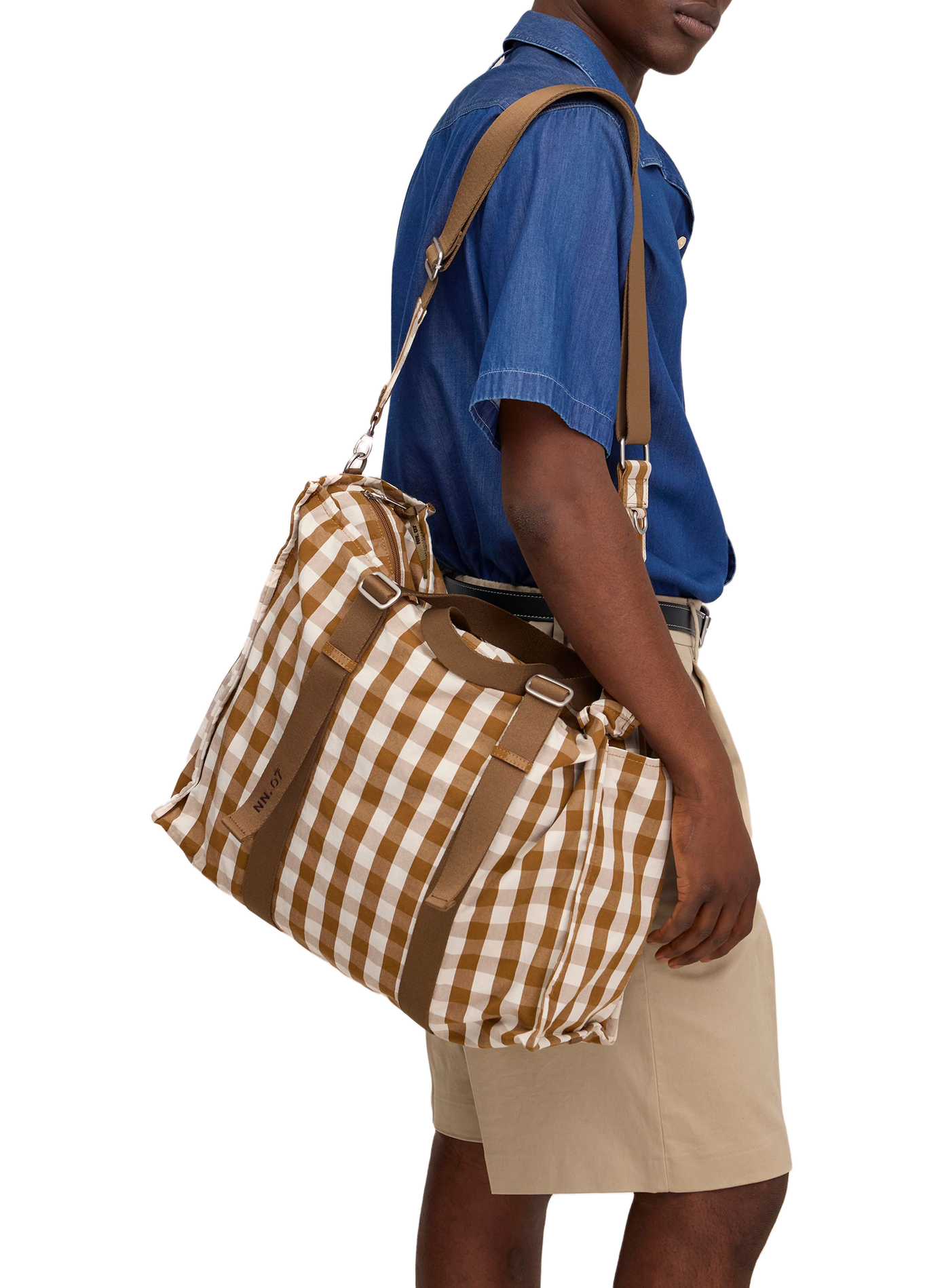 Bolso de fin de semana a cuadros de algodón mezclado NN.07 Multicolor