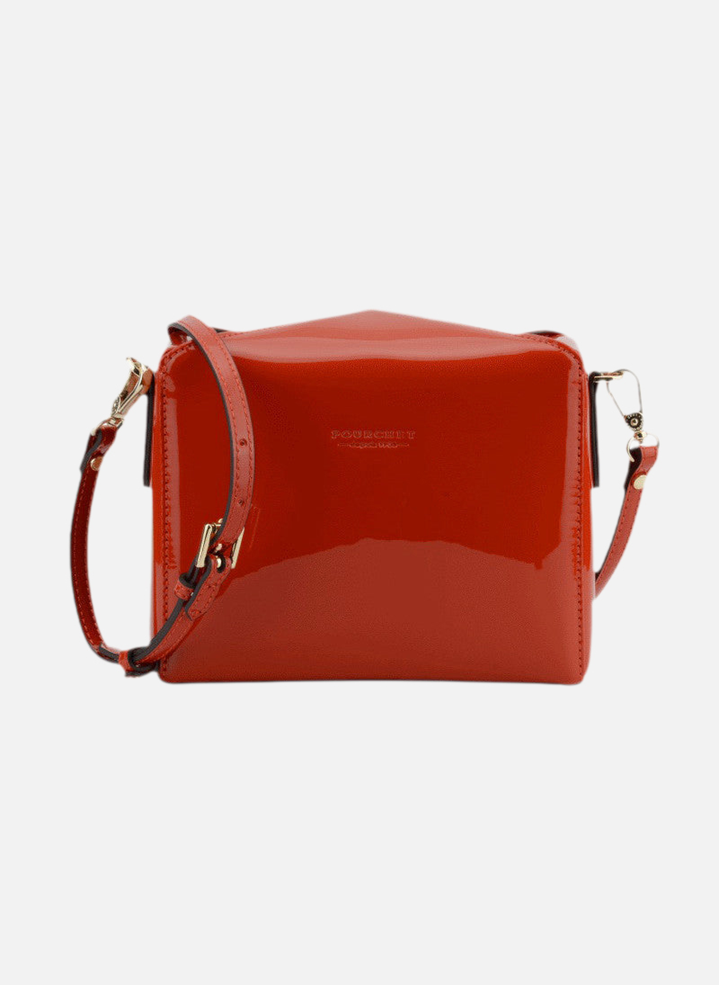 Cassetta vernis | sac porté épaule en cuir de vachette | Rouge POURCHET Femme