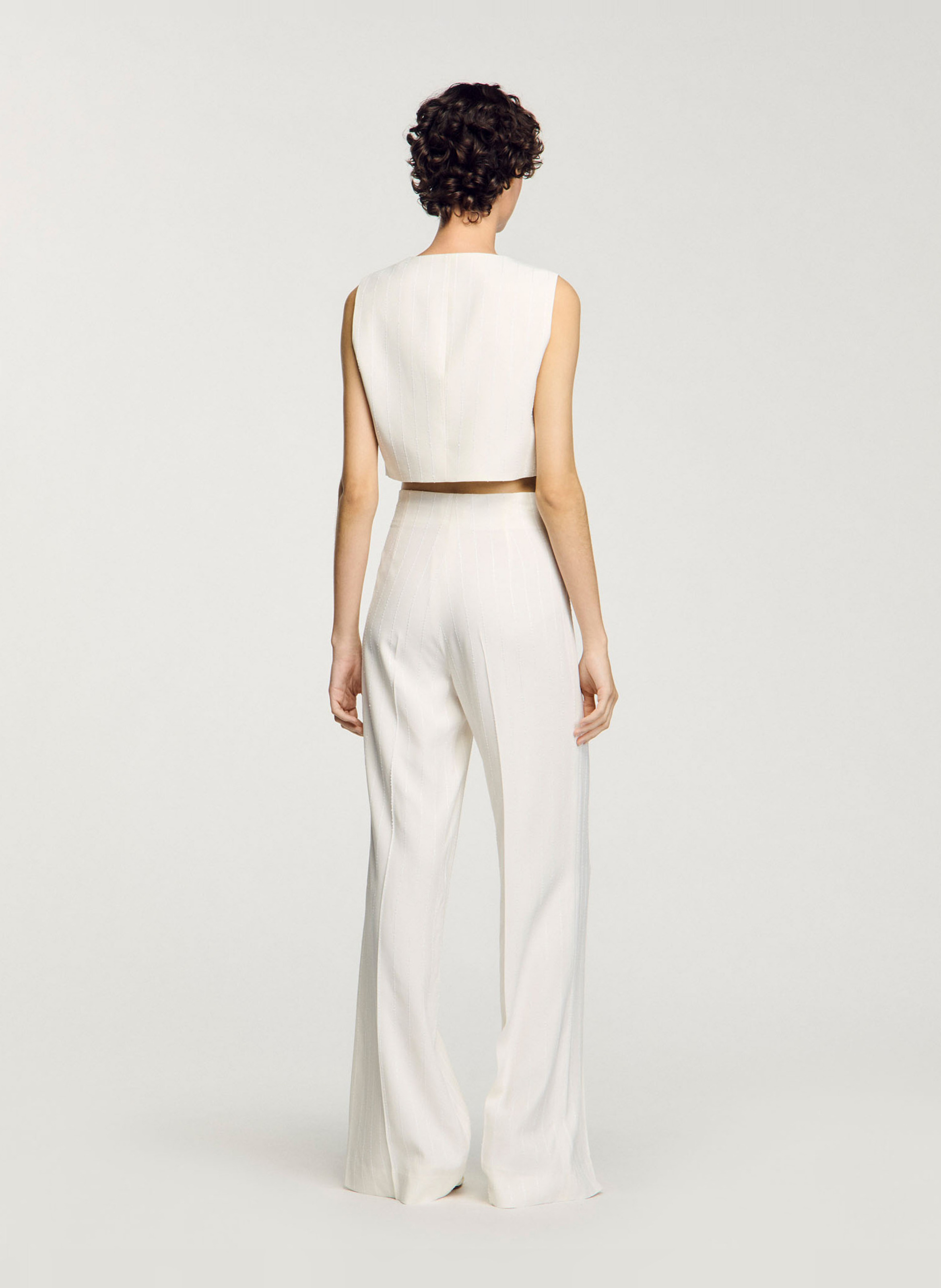 Veston de costume rayé à sequins SANDRO Beige