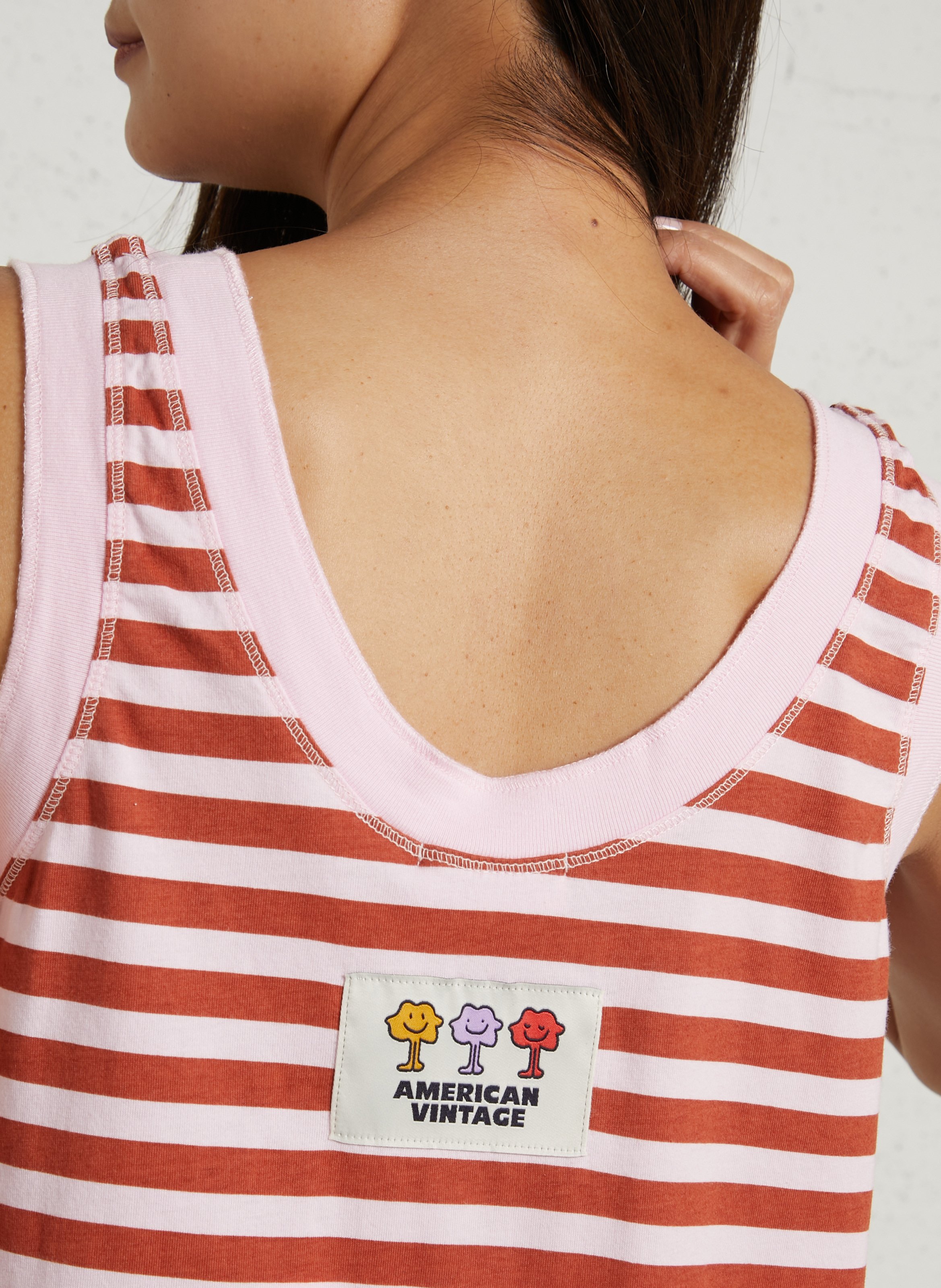 Débardeur droit rayé en coton gixy AMERICAN VINTAGE Rouge