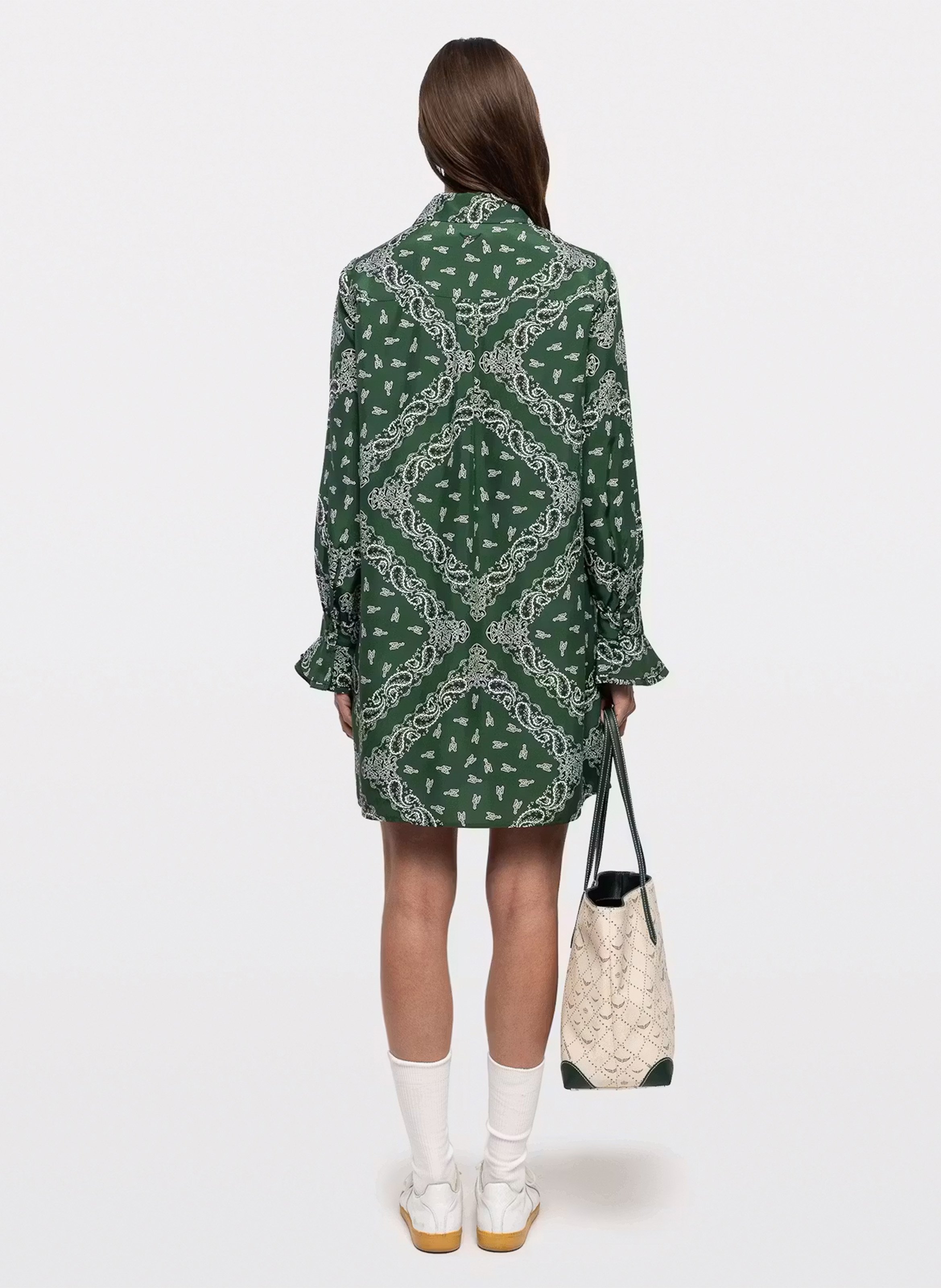 Robe courte col classique en soie imprimée rhelyne ZADIG&VOLTAIRE Vert