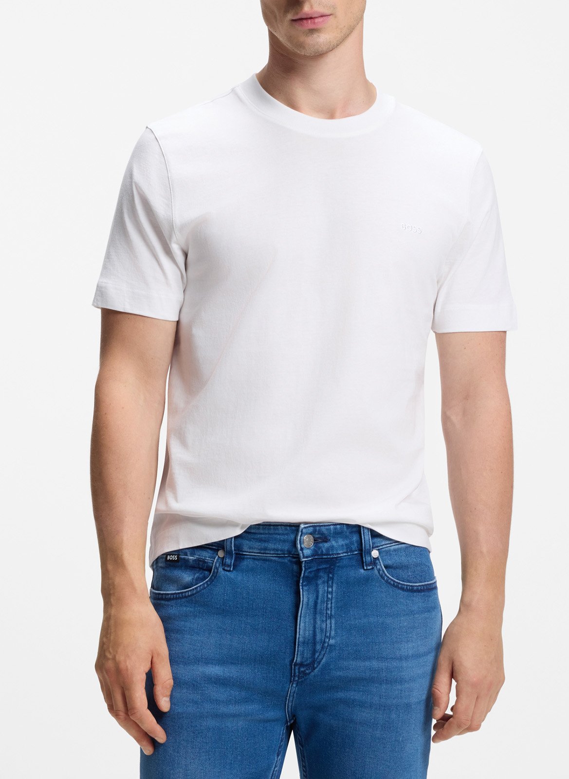 Tee-shirt col rond en coton BOSS Blanc