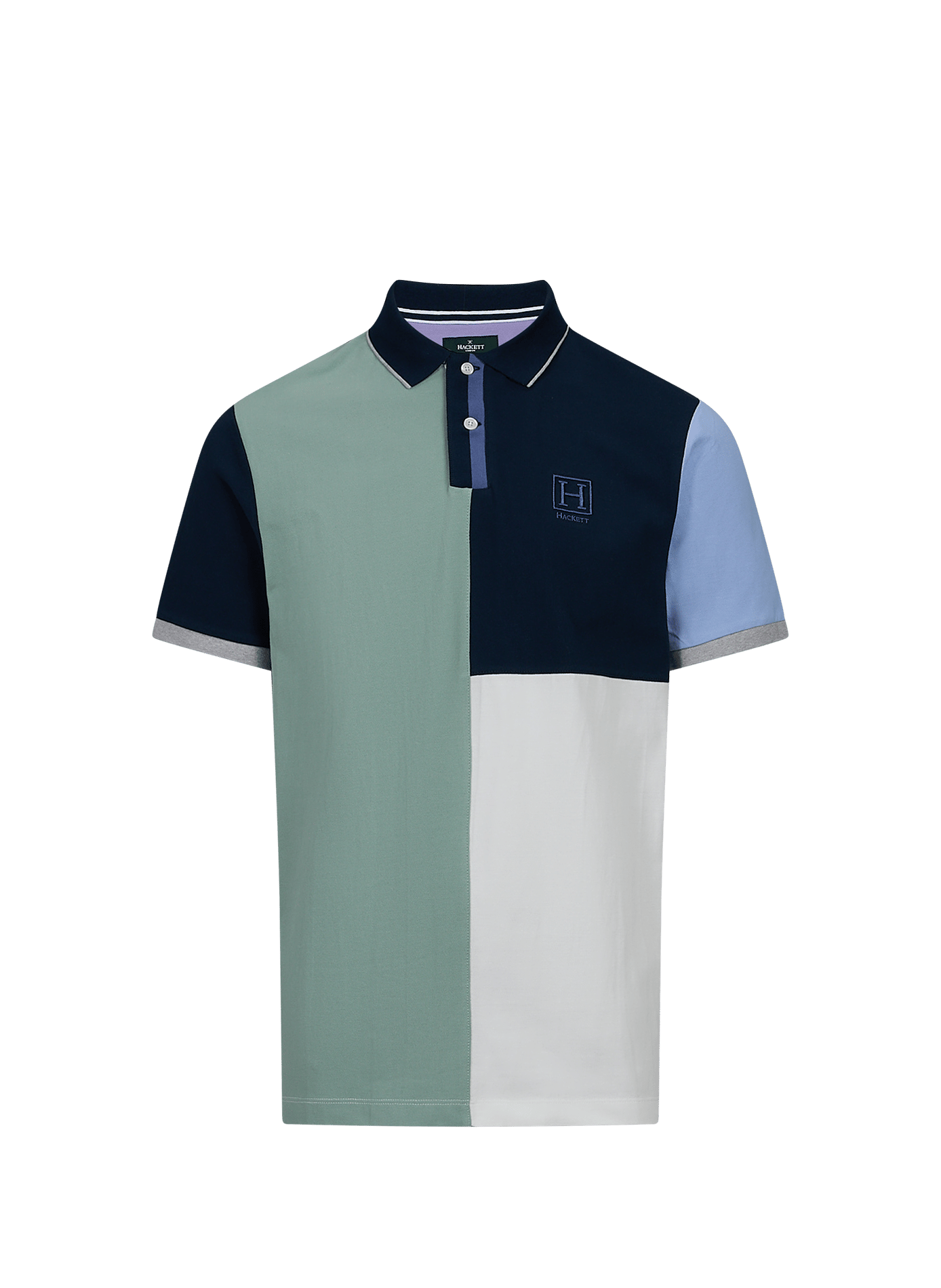 Polo droit à motif en coton HACKETT Bleu