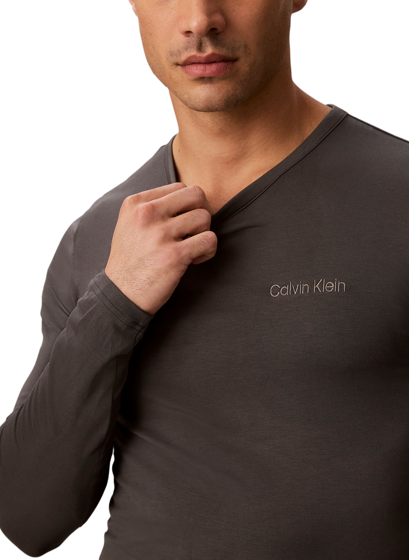 Sweat droit en coton mélangé CALVIN KLEIN Gris
