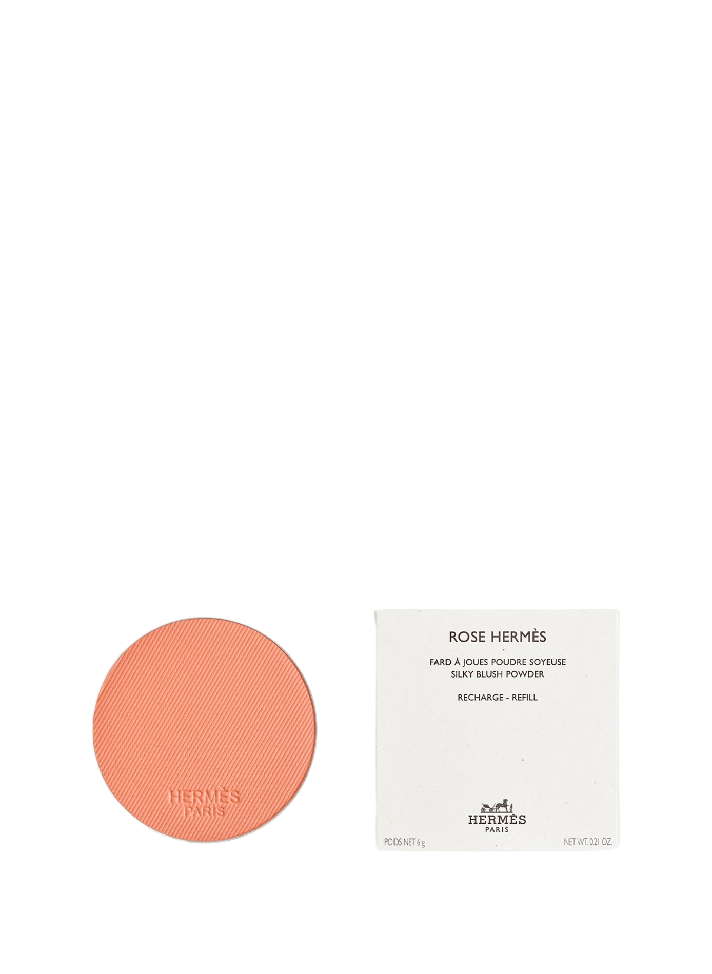 Roze Hermès, navulling voor zijdezachte blush, abrikoosroze. HERMÈS Rose abricot