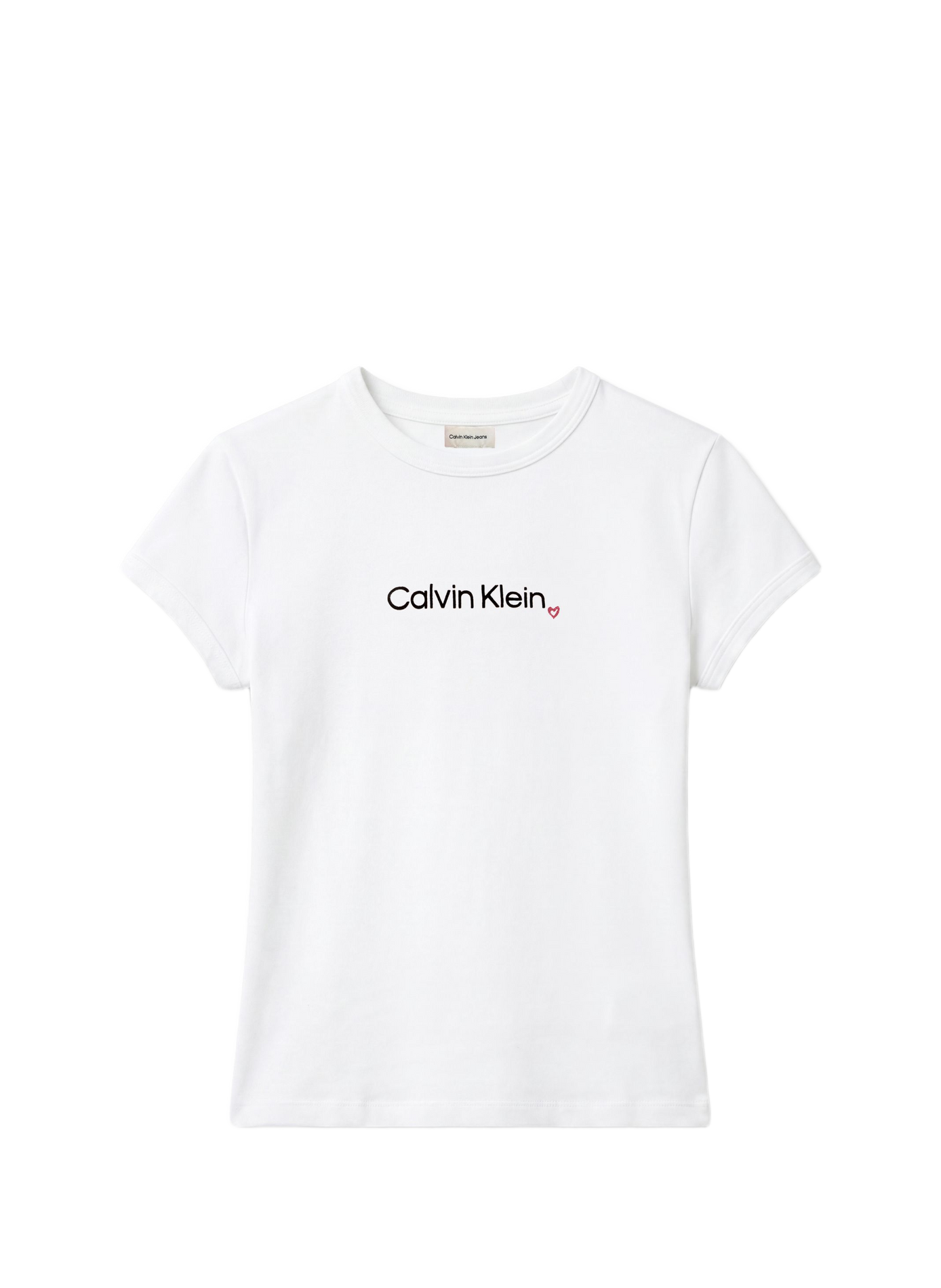 T-shirt moulant à logo en coton mélangé CALVIN KLEIN Blanc