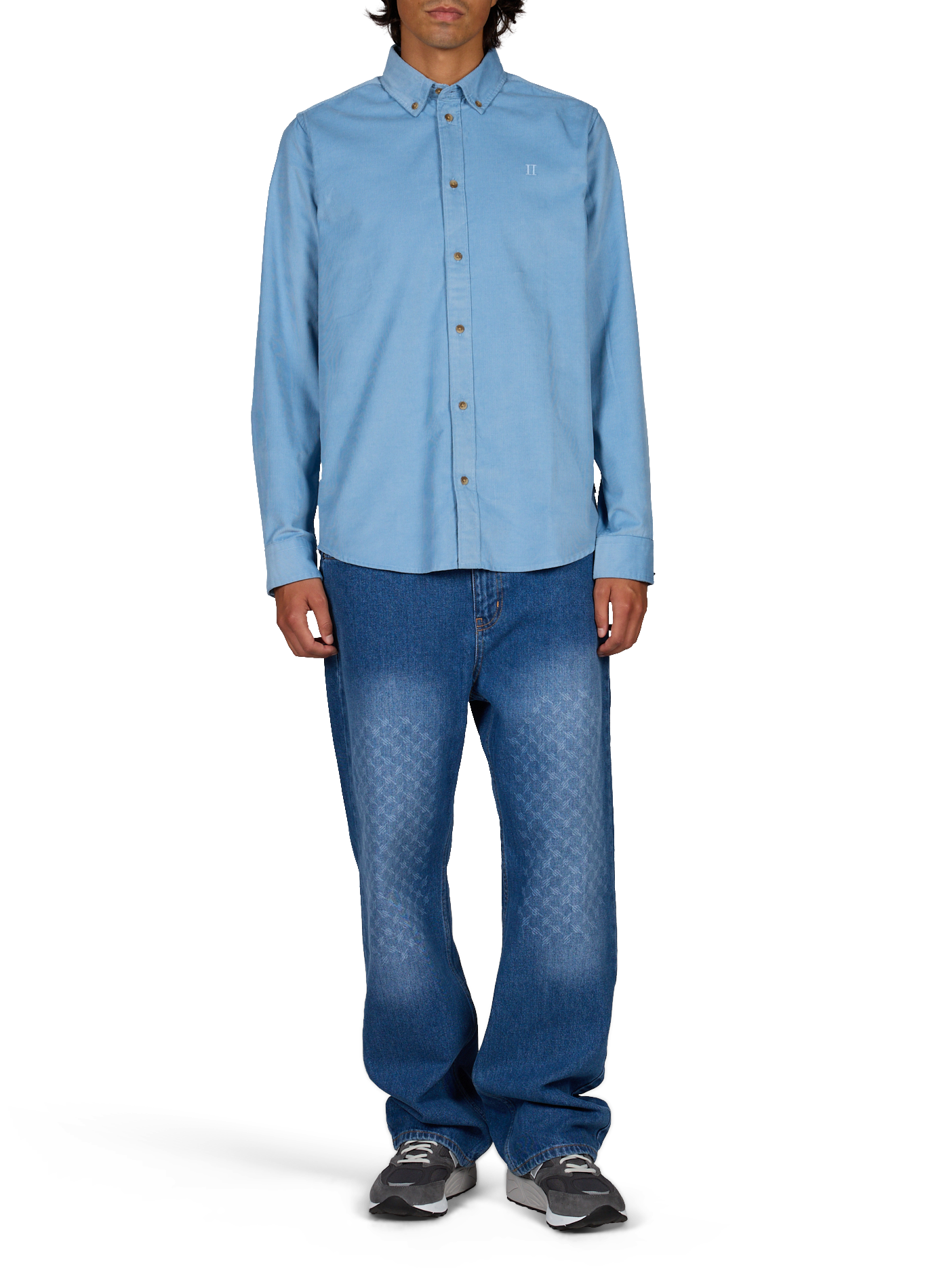 Solid button-down shirt LES DEUX Blue