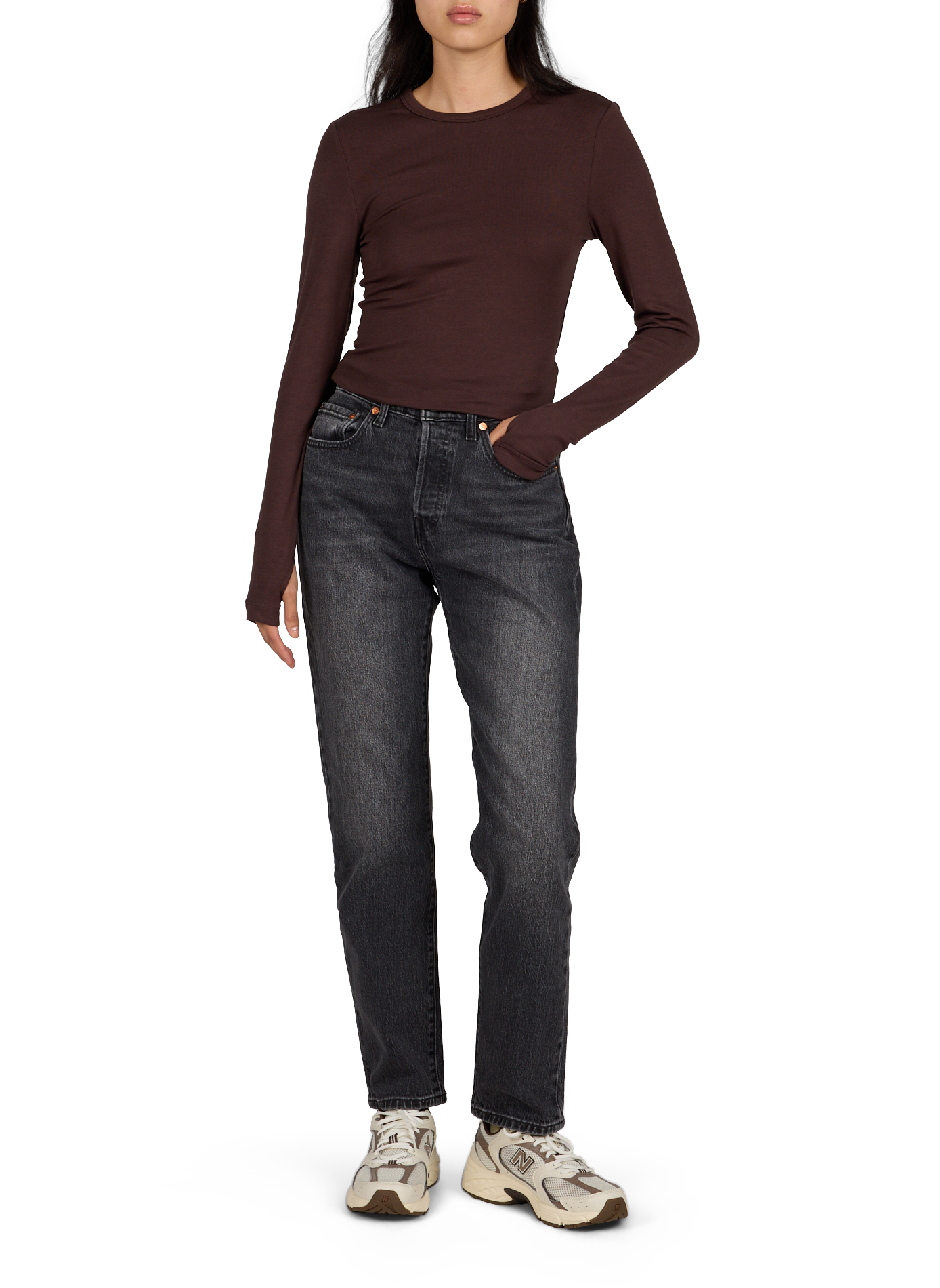 Straight fit round neck solid t-shirt ROUGE EDIT Brown