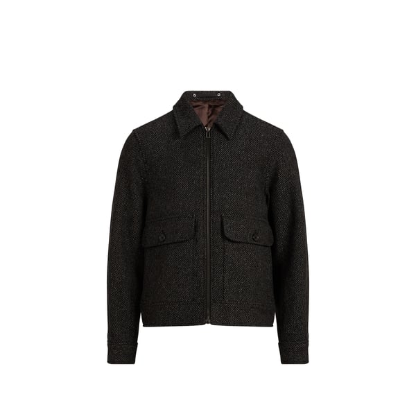 Blouson col classique en laine mélangée Blouson col classique en laine mélangée