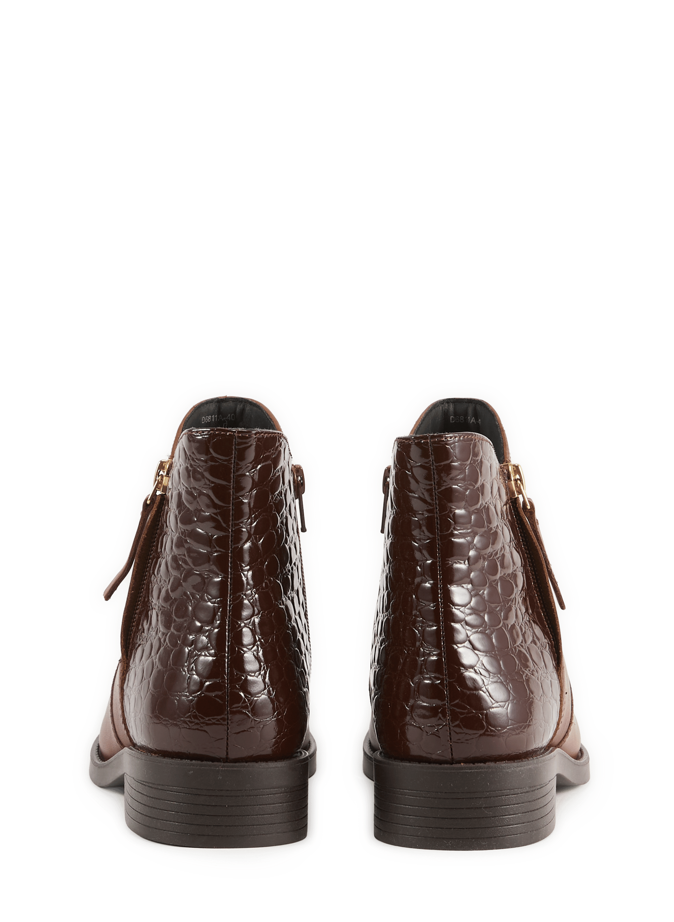 Esmeena crocodile-effect leather zip-up ankle boots GEOX Brown