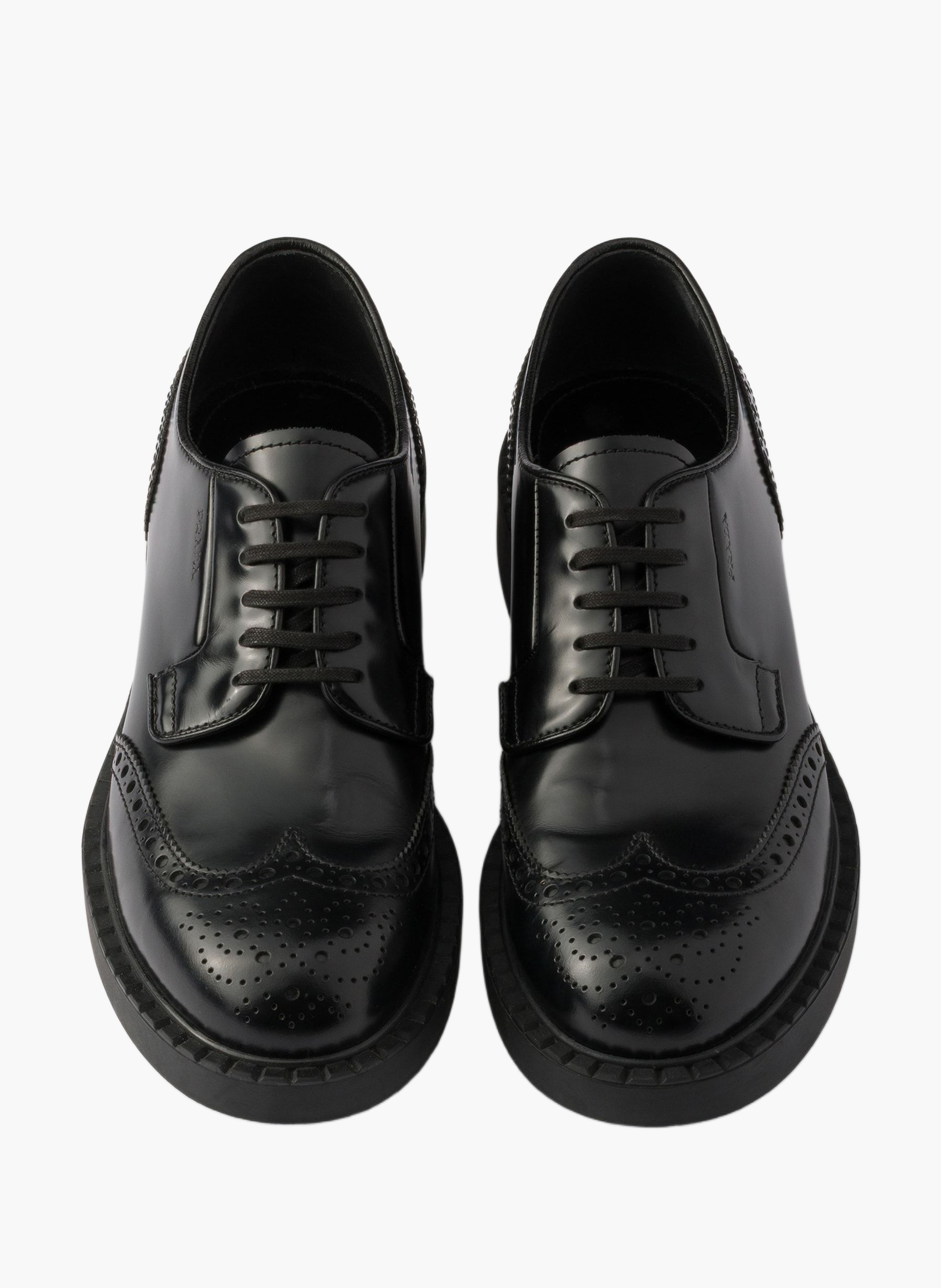 Derbies brogue en cuir brossé PRADA Noir