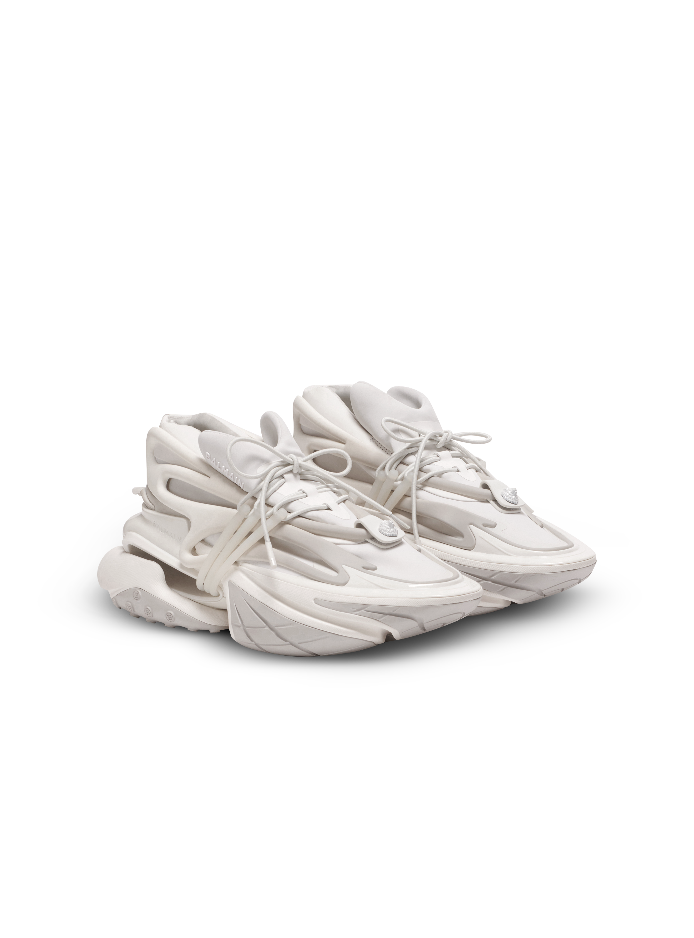 Baskets basses unicorn en néoprène et cuir BALMAIN Blanc