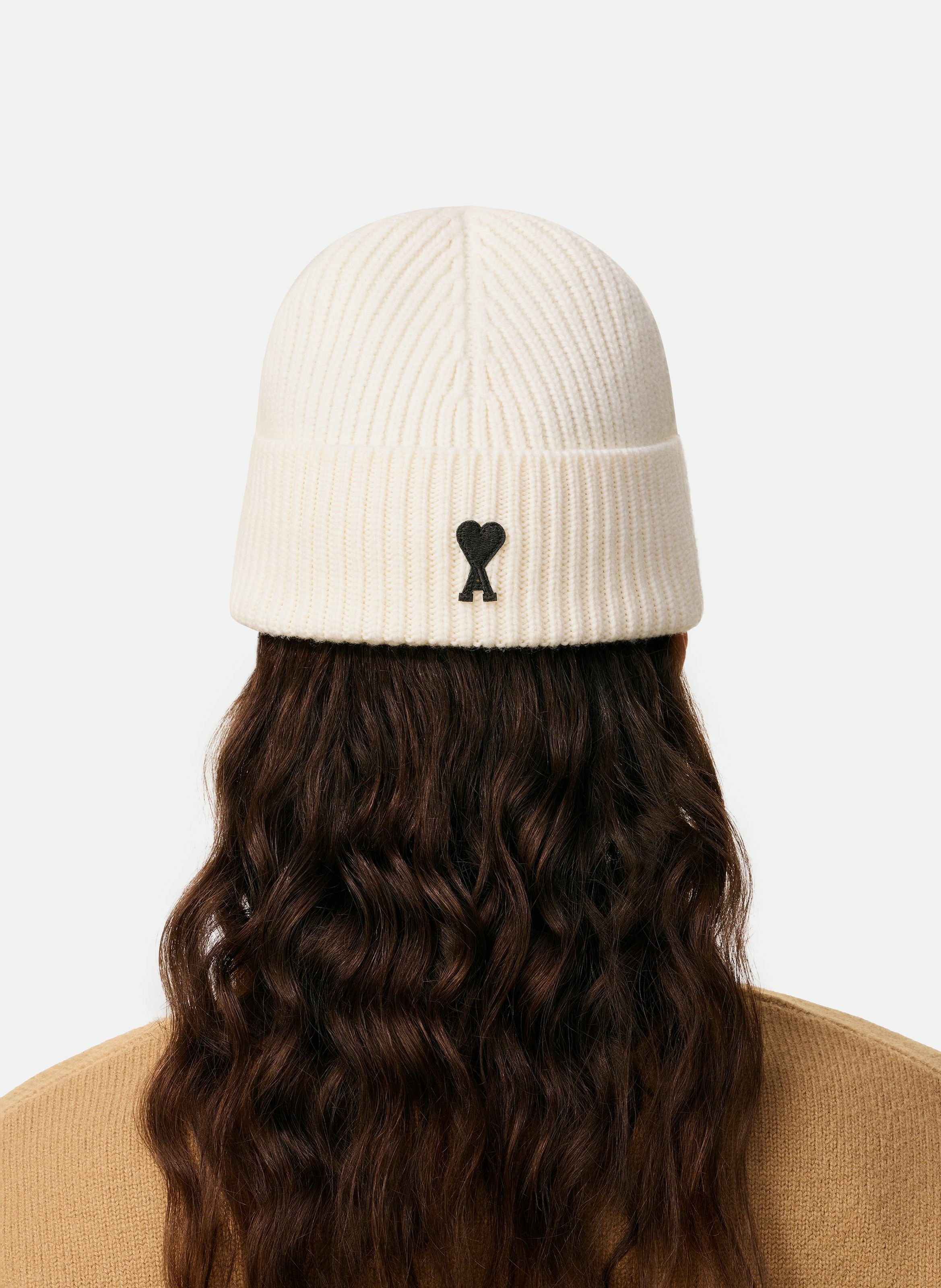 Bonnet ami de coeur en laine unisexe AMI PARIS Blanc