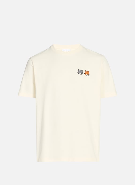 Tee-shirt en coton Double Fox Head Beige by MAISON KITSUNÉ MAISON KITSUNÉ Tee-shirt en coton Double Fox Head Beige