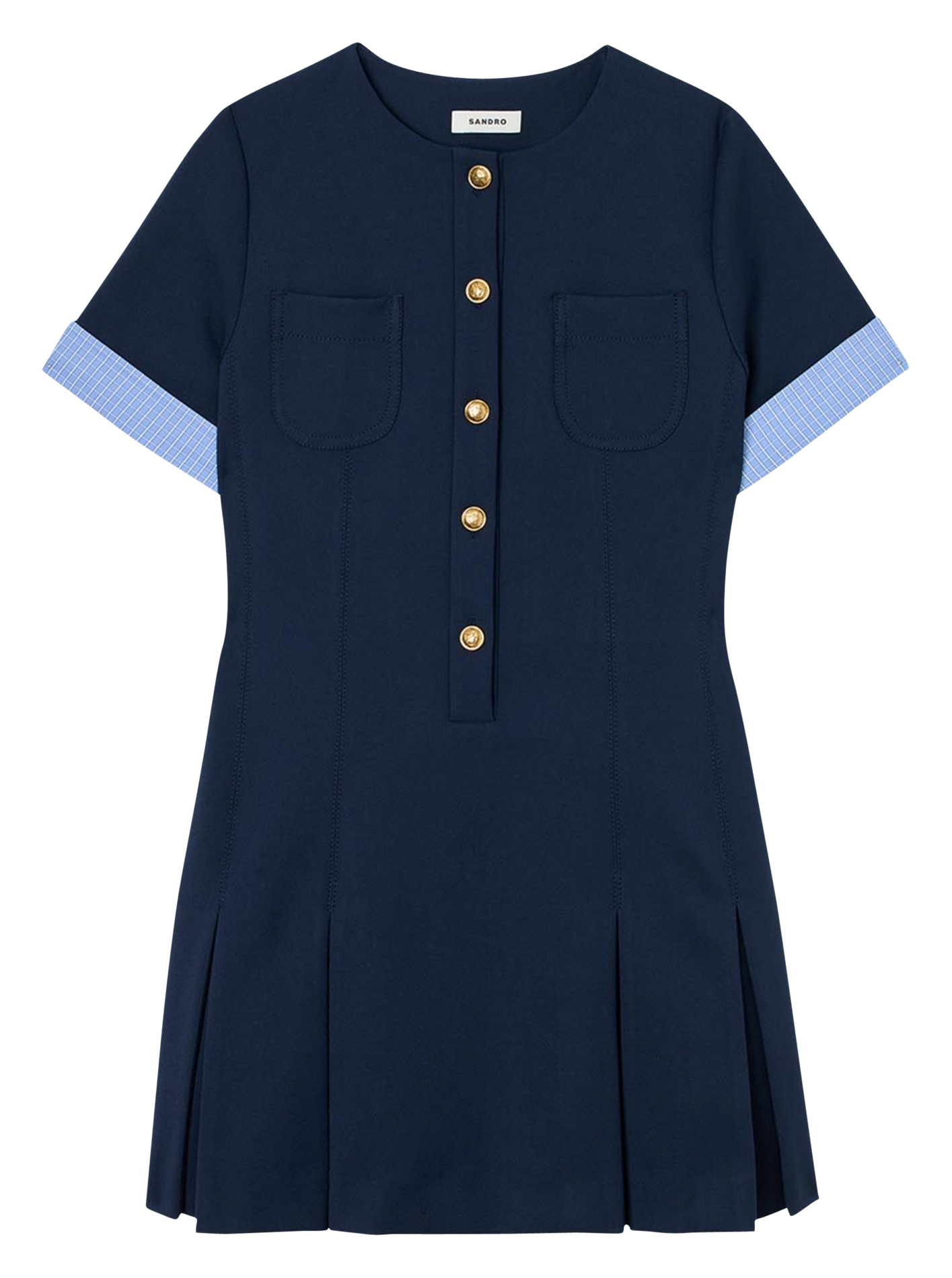 Robe courte col rond SANDRO Bleu