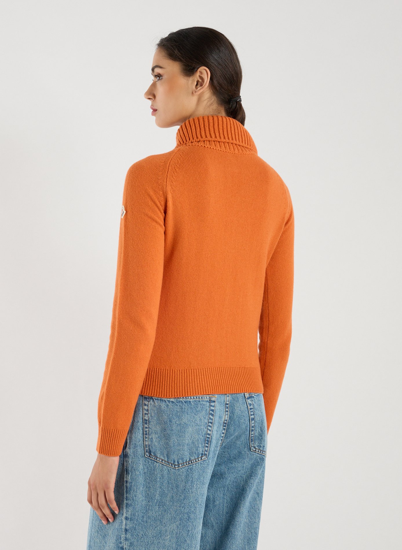 Pull à col montant en laine et cachemire MONCLER Orange