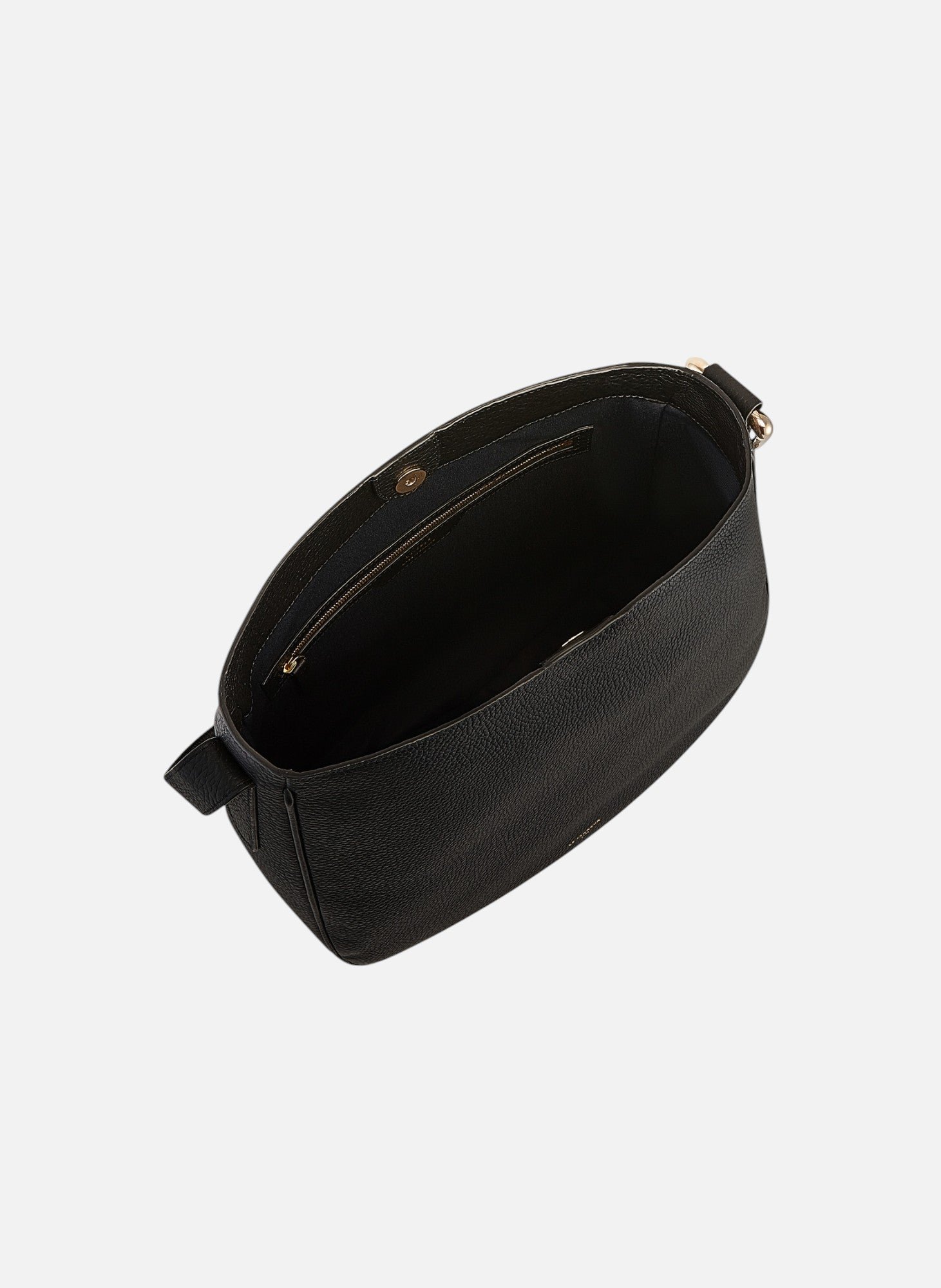 Grand sac hobo madeleine en cuir de taurillon grainé LE TANNEUR Noir