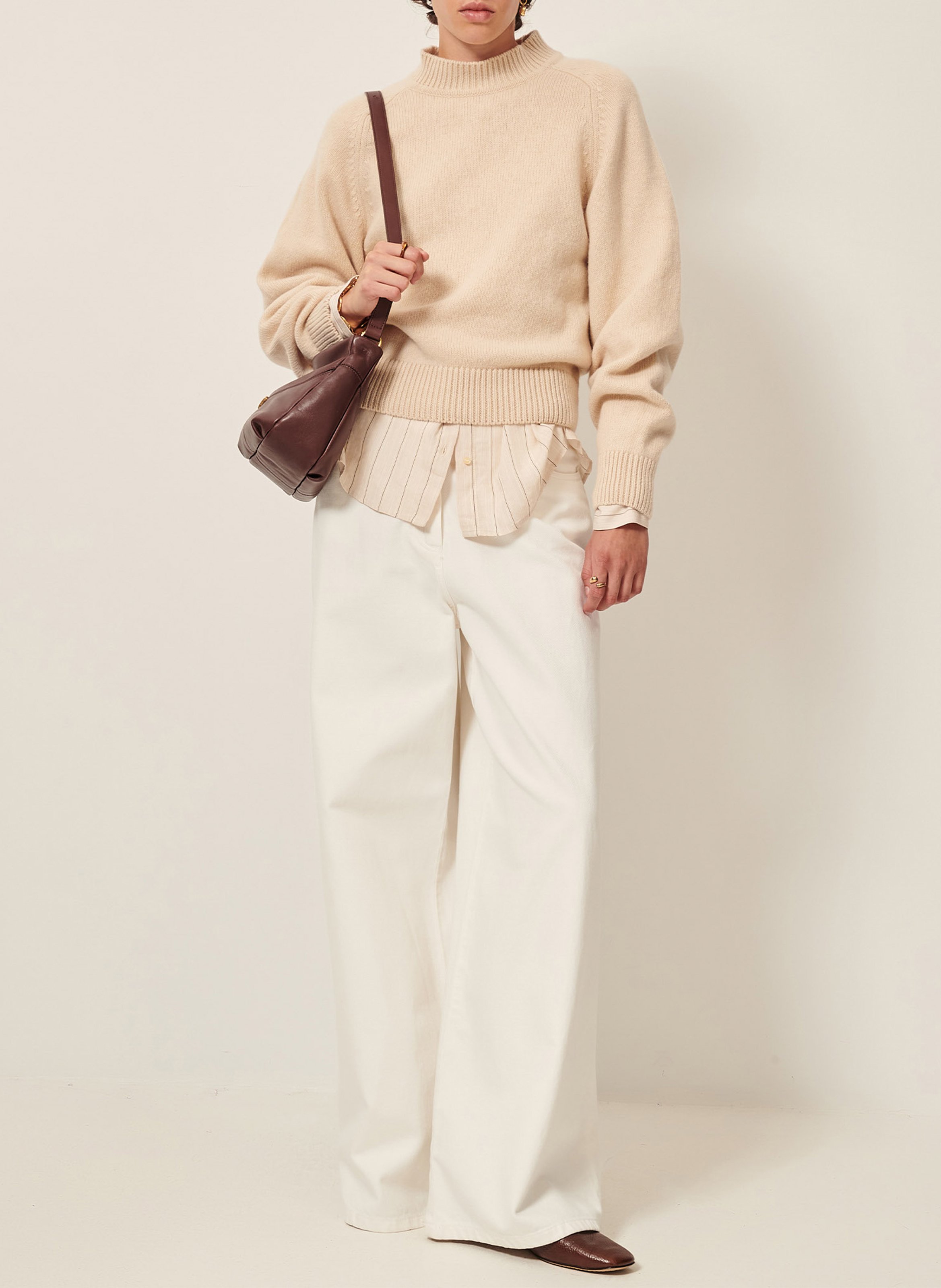 Pull droit en laine mélangée dalan SESSUN Beige