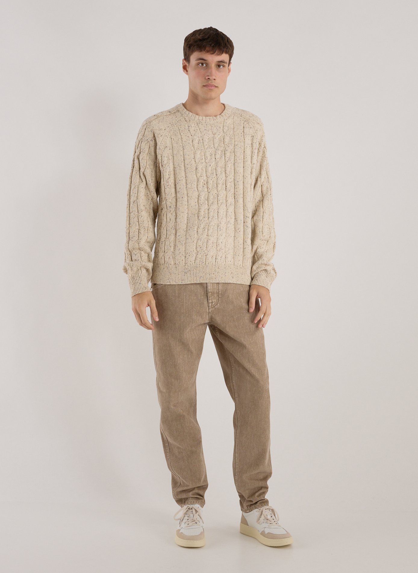 Straight knit sweater in twisted cotton. DICKIES Beige