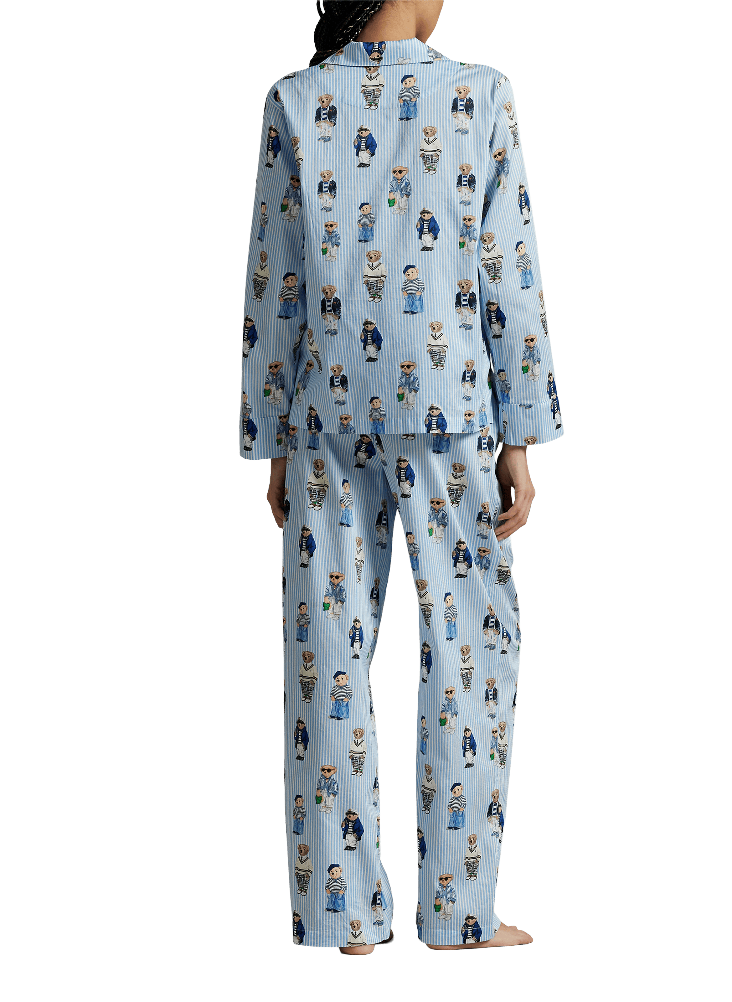 Ensemble de pyjama imprimé à rayures en coton POLO RALPH LAUREN Bleu