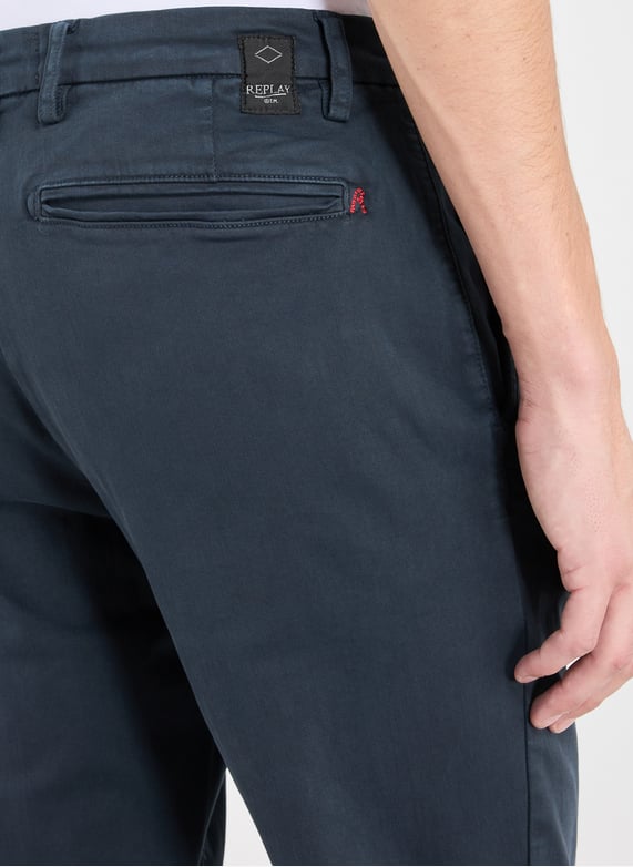 Jeans slim uni en coton mélangé  | Bleu by REPLAY Jeans slim uni en coton mélangé  Bleu